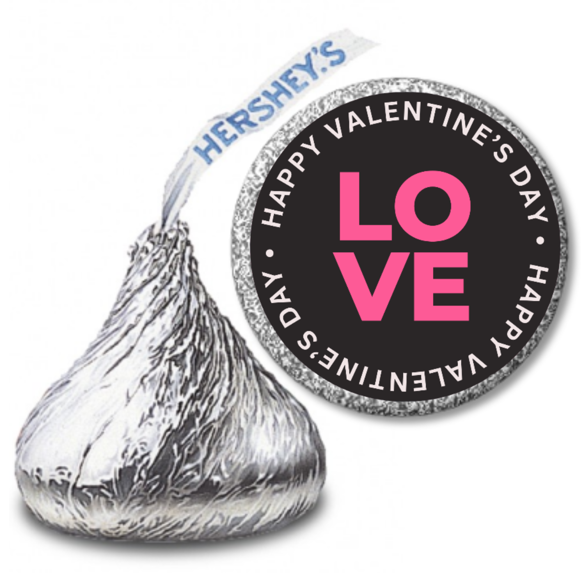 Valentines Treat Stickers | Candy Kiss Labels 0.75in | Glossy | 100ct | Kiss Bottom Stickers | Durable