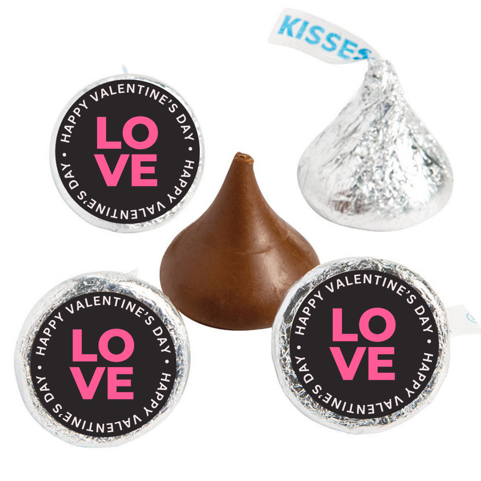 Valentines Treat Stickers | Candy Kiss Labels 0.75in | Glossy | 100ct | Kiss Bottom Stickers | Durable