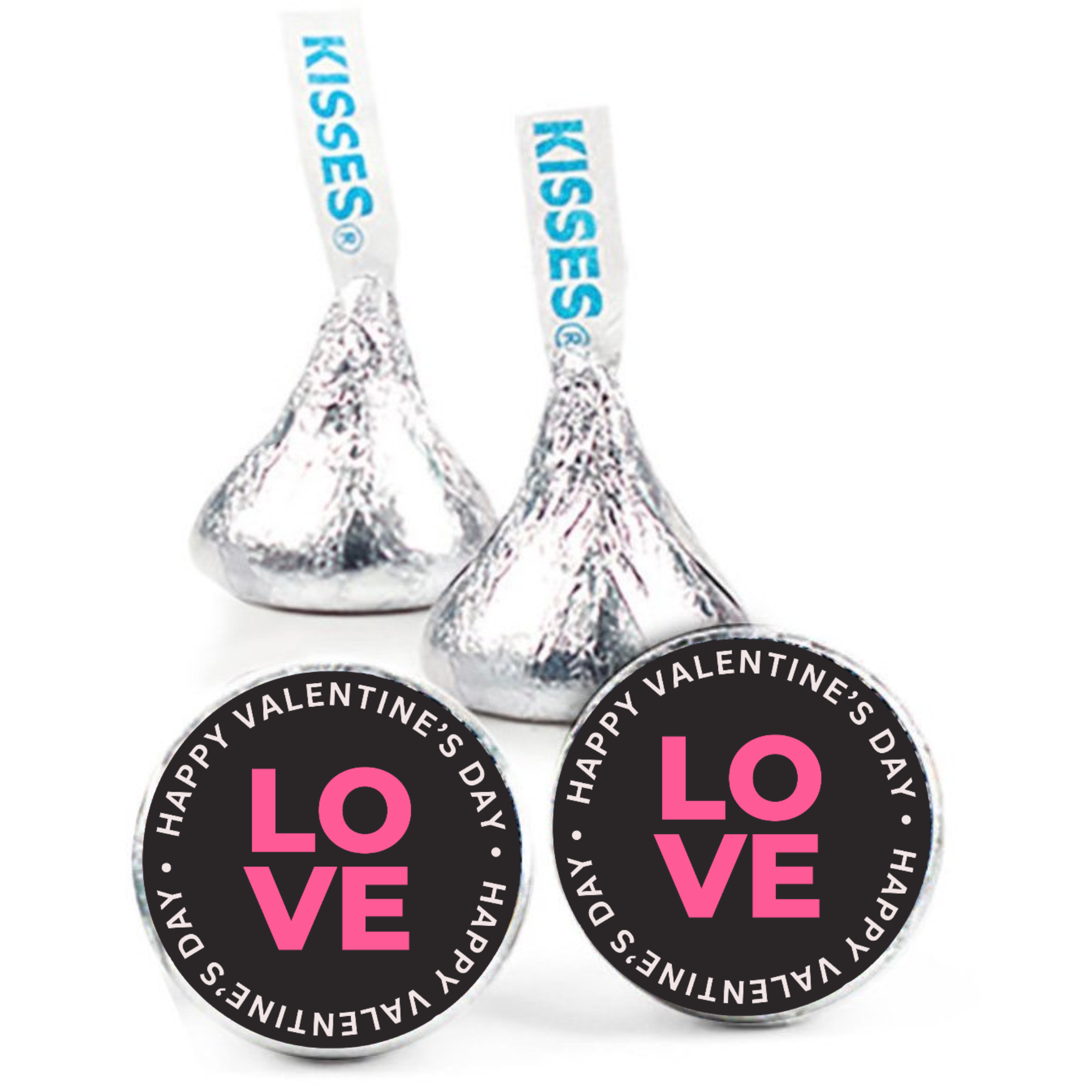 Valentines Treat Stickers | Candy Kiss Labels 0.75in | Glossy | 100ct | Kiss Bottom Stickers | Durable