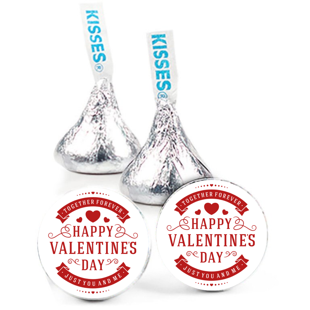 Valentines Candy Party Decor | Kiss Stickers 0.75in | Vinyl Glossy | 100 Count