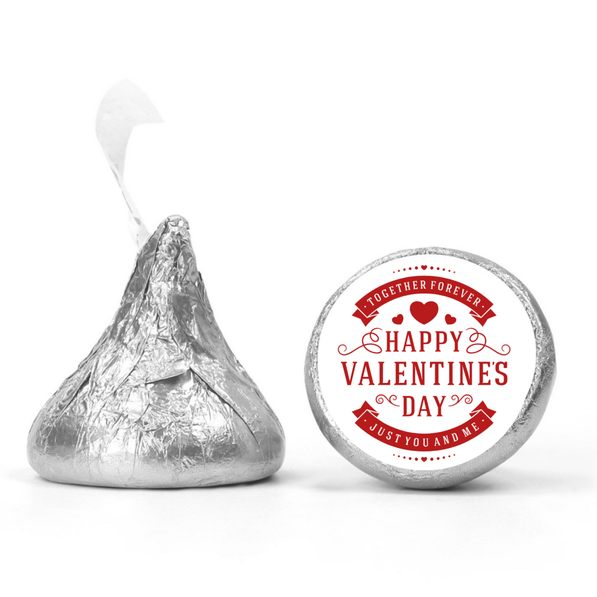 Valentines Candy Party Decor | Kiss Stickers 0.75in | Vinyl Glossy | 100 Count