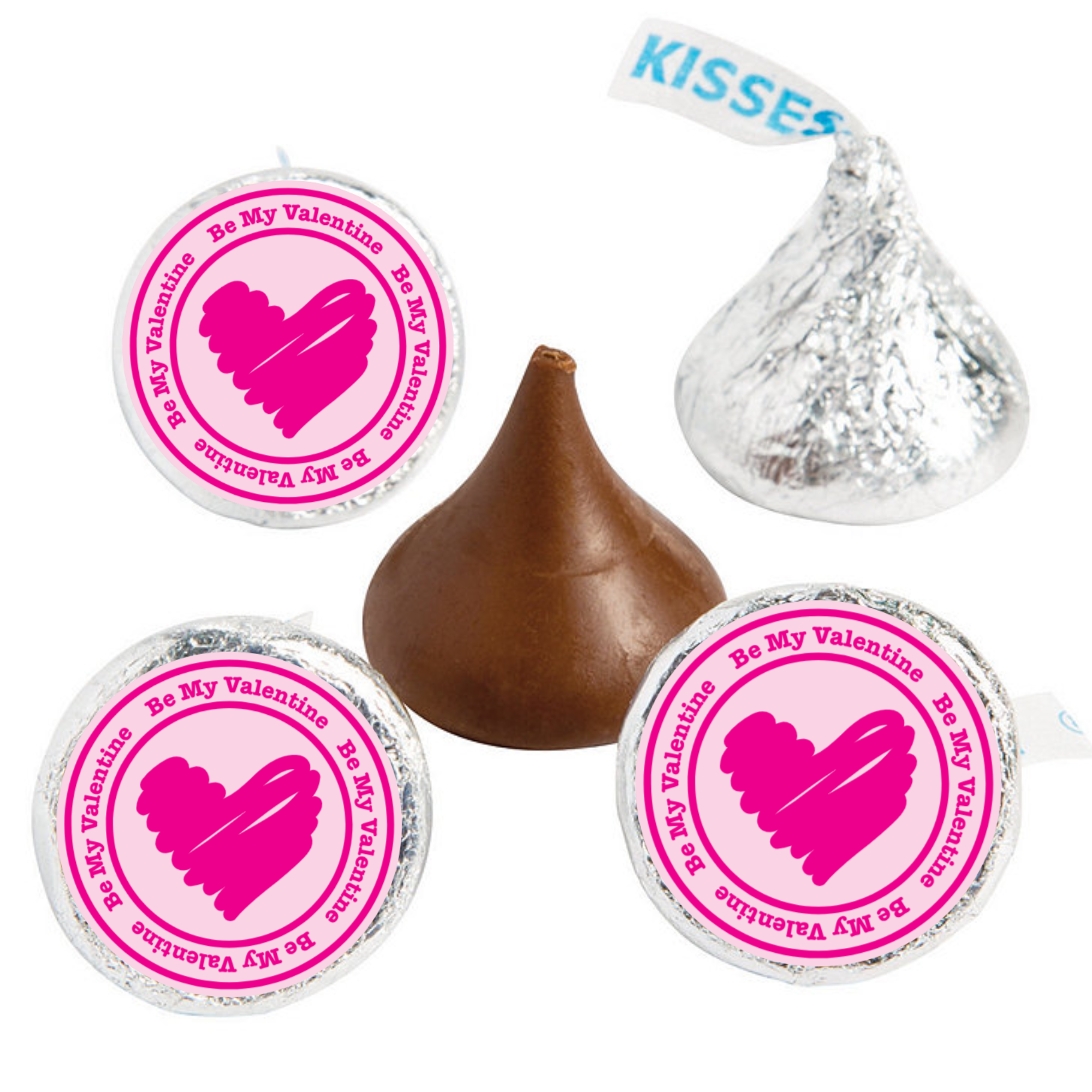 Valentines Kiss Bottom Stickers | Self Adhesive | 100 Count | Glossy | Candy Kiss Stickers
