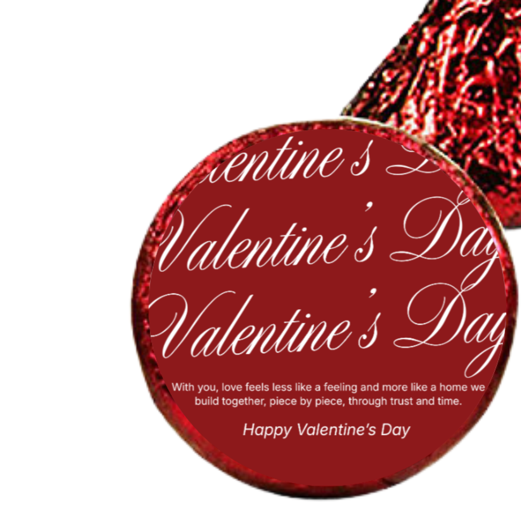 Valentines Day Candy Decor | 100 Glossy Kiss Stickers | Durable Vinyl | Easy Peel Stick