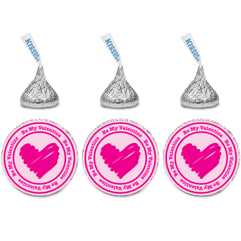 Valentines Kiss Bottom Stickers | Self Adhesive | 100 Count | Glossy | Candy Kiss Stickers