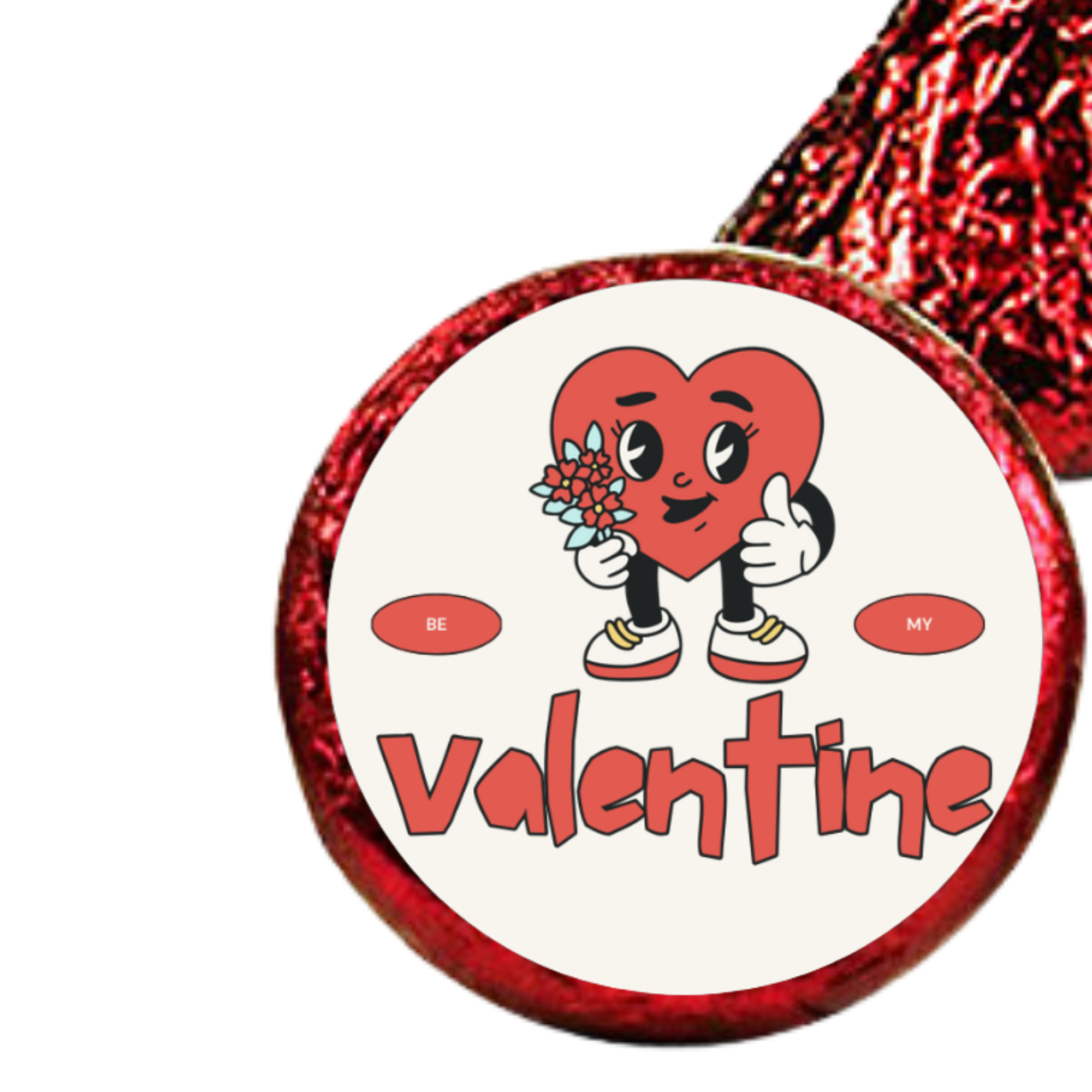 Romantic Candy Stickers | Valentines Kiss Seals 0.75in | Self Adhesive Vinyl | Party Fun