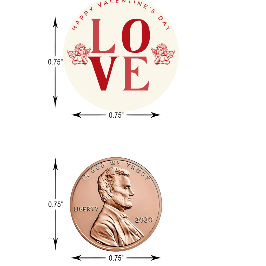 Valentines Love Treat Stickers | Candy Kiss Labels 0.75in | Glossy Vinyl | 100ct