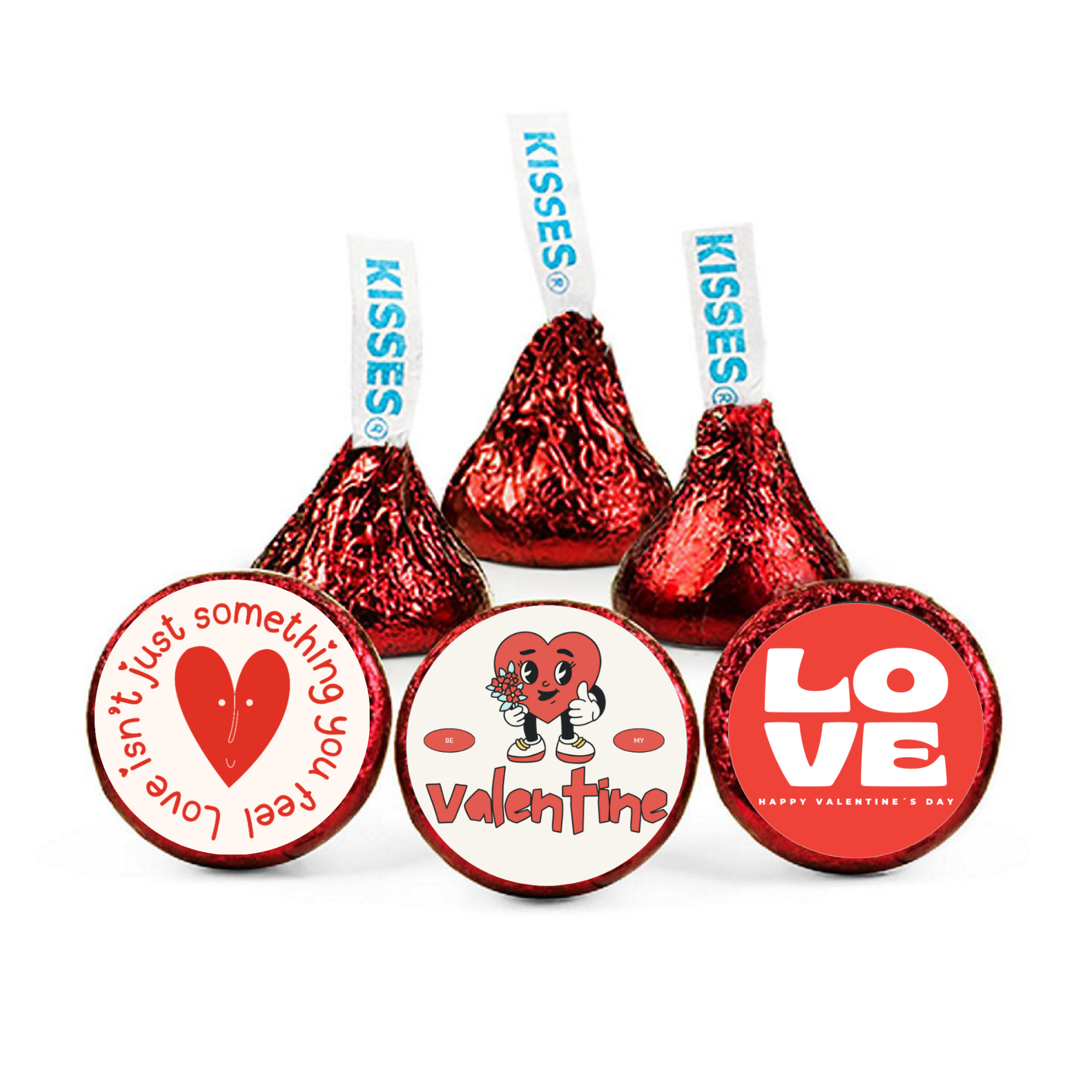 Romantic Candy Stickers | Valentines Kiss Seals 0.75in | Self Adhesive Vinyl | Party Fun