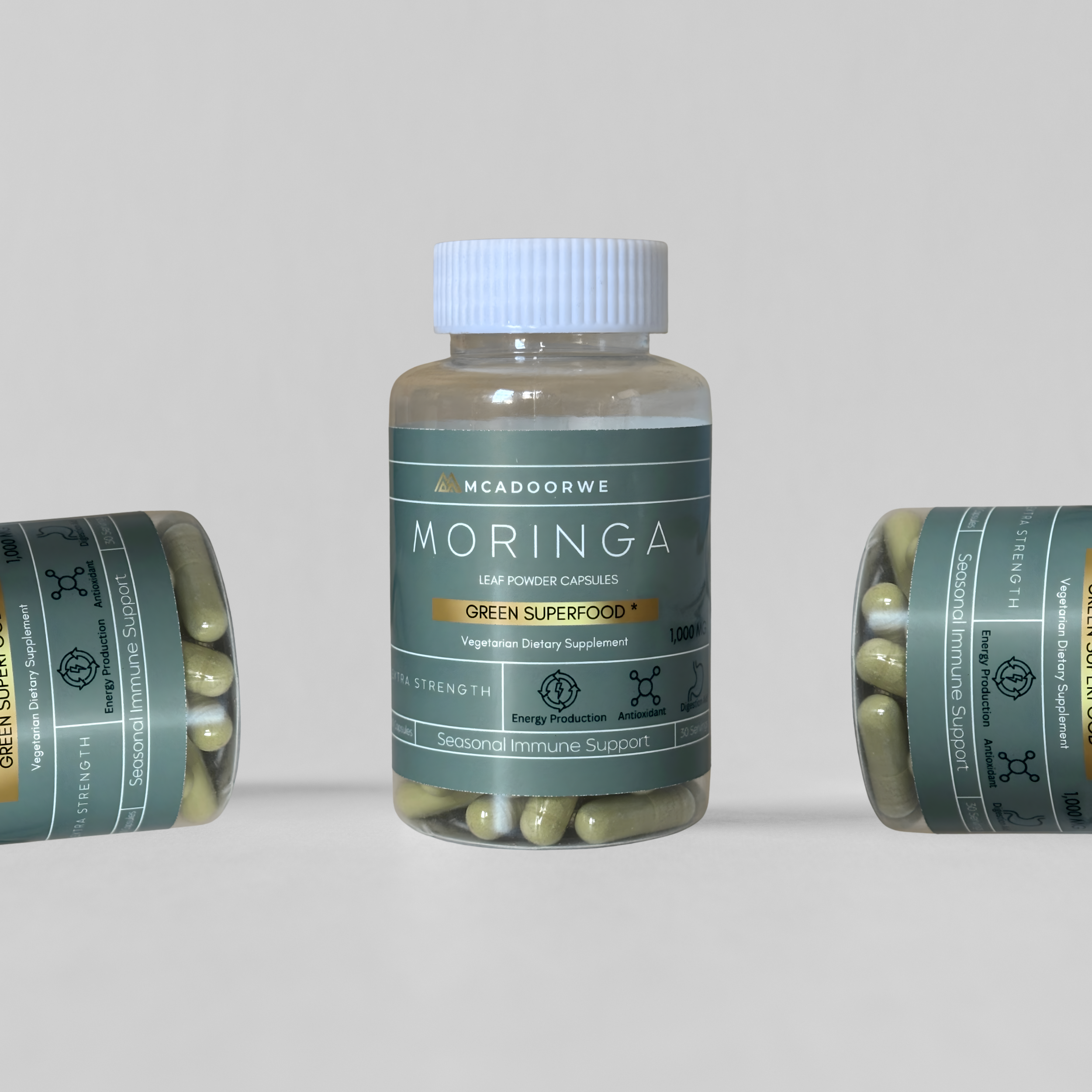 Moringa Leaf Powder Capsules 60ct 1000mg | Vegetarian Moringa Supplement for Energy & Vitality| Daily Wellness