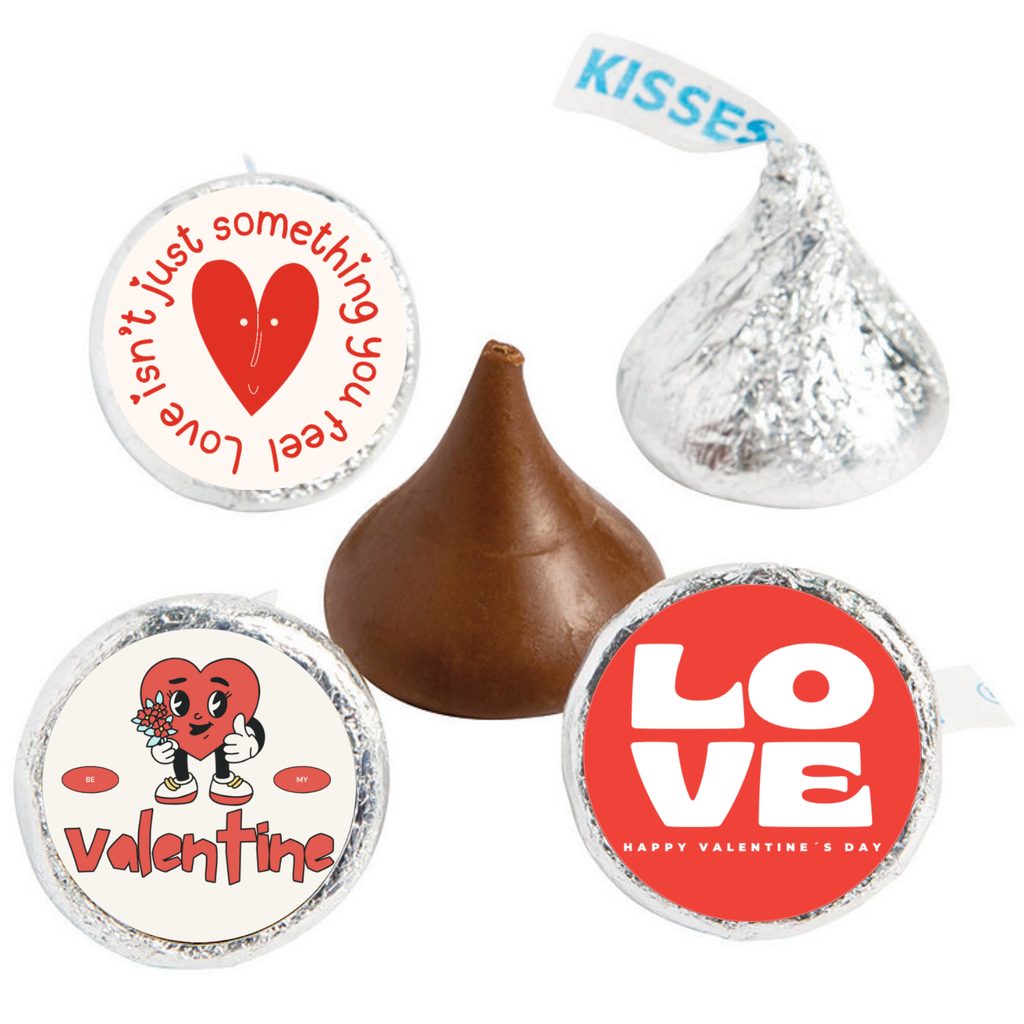 Romantic Candy Stickers | Valentines Kiss Seals 0.75in | Self Adhesive Vinyl | Party Fun