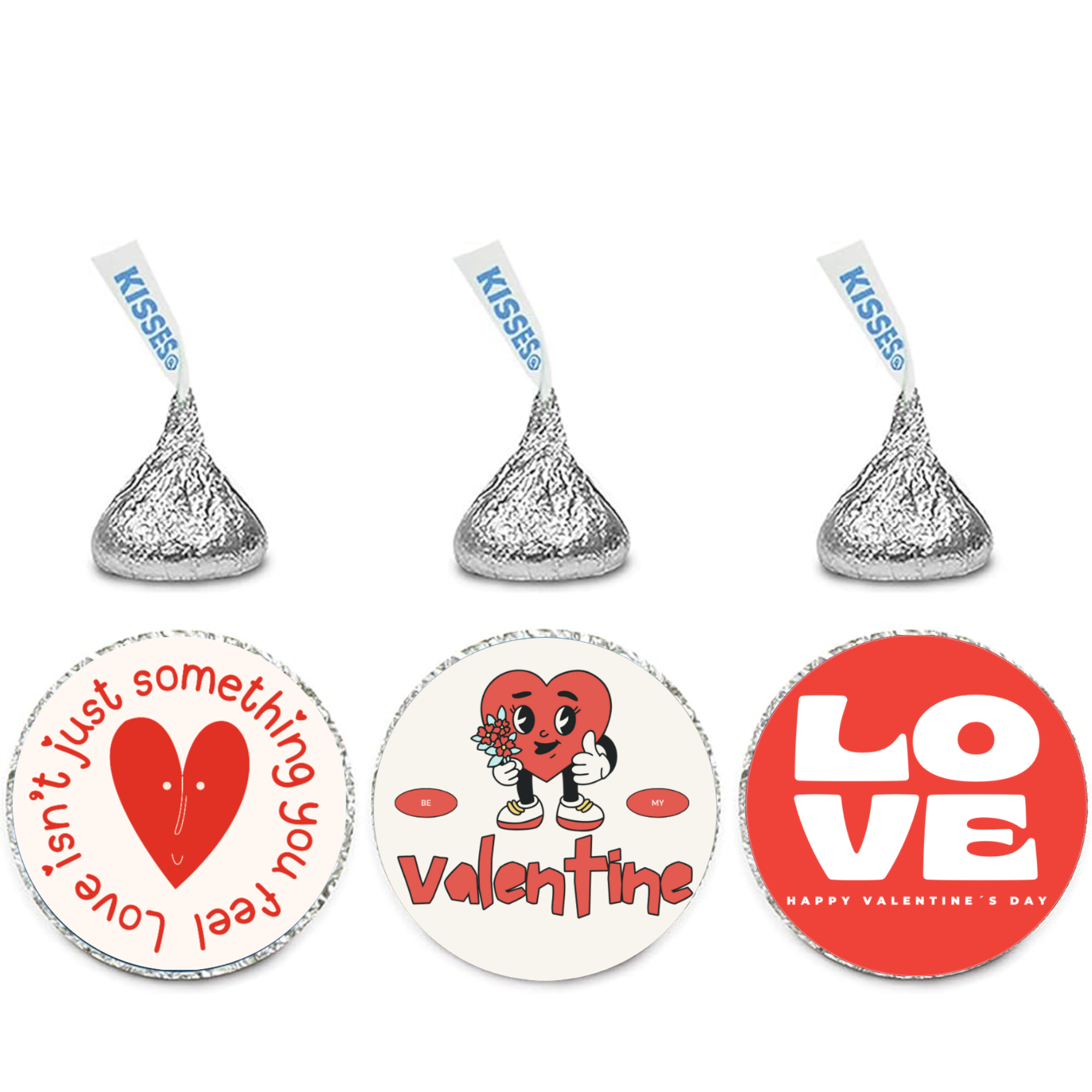 Romantic Candy Stickers | Valentines Kiss Seals 0.75in | Self Adhesive Vinyl | Party Fun