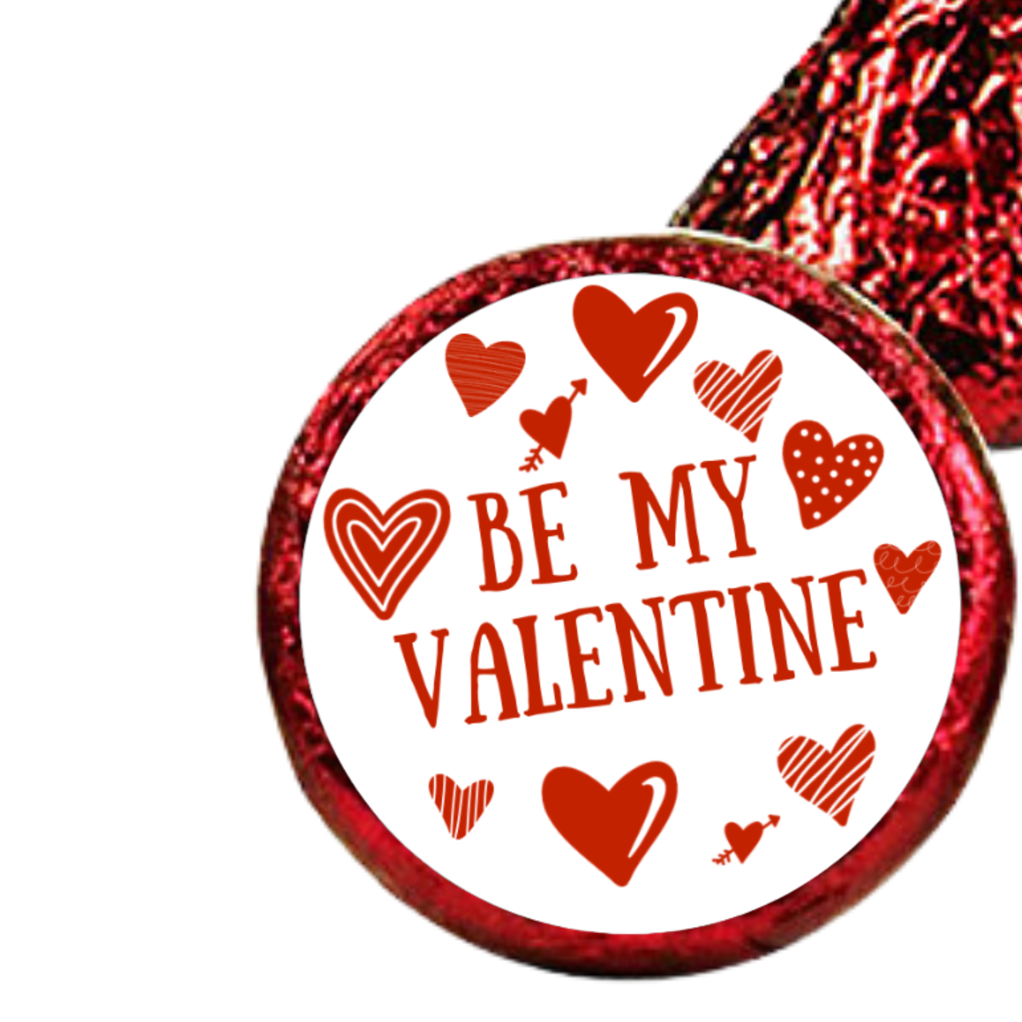 Love Theme Candy Stickers | Chocolate Kiss Bottom Labels | Glossy Vinyl | Valentines Decor