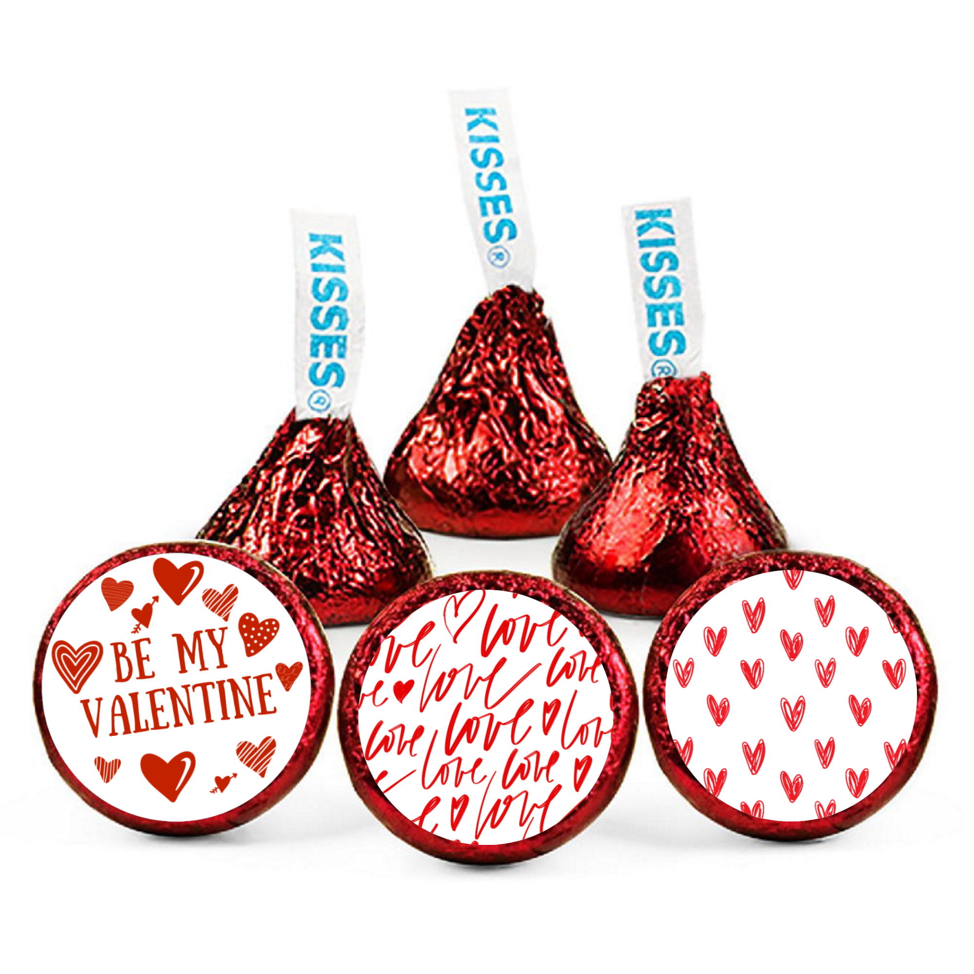 Love Theme Candy Stickers | Chocolate Kiss Bottom Labels | Glossy Vinyl | Valentines Decor