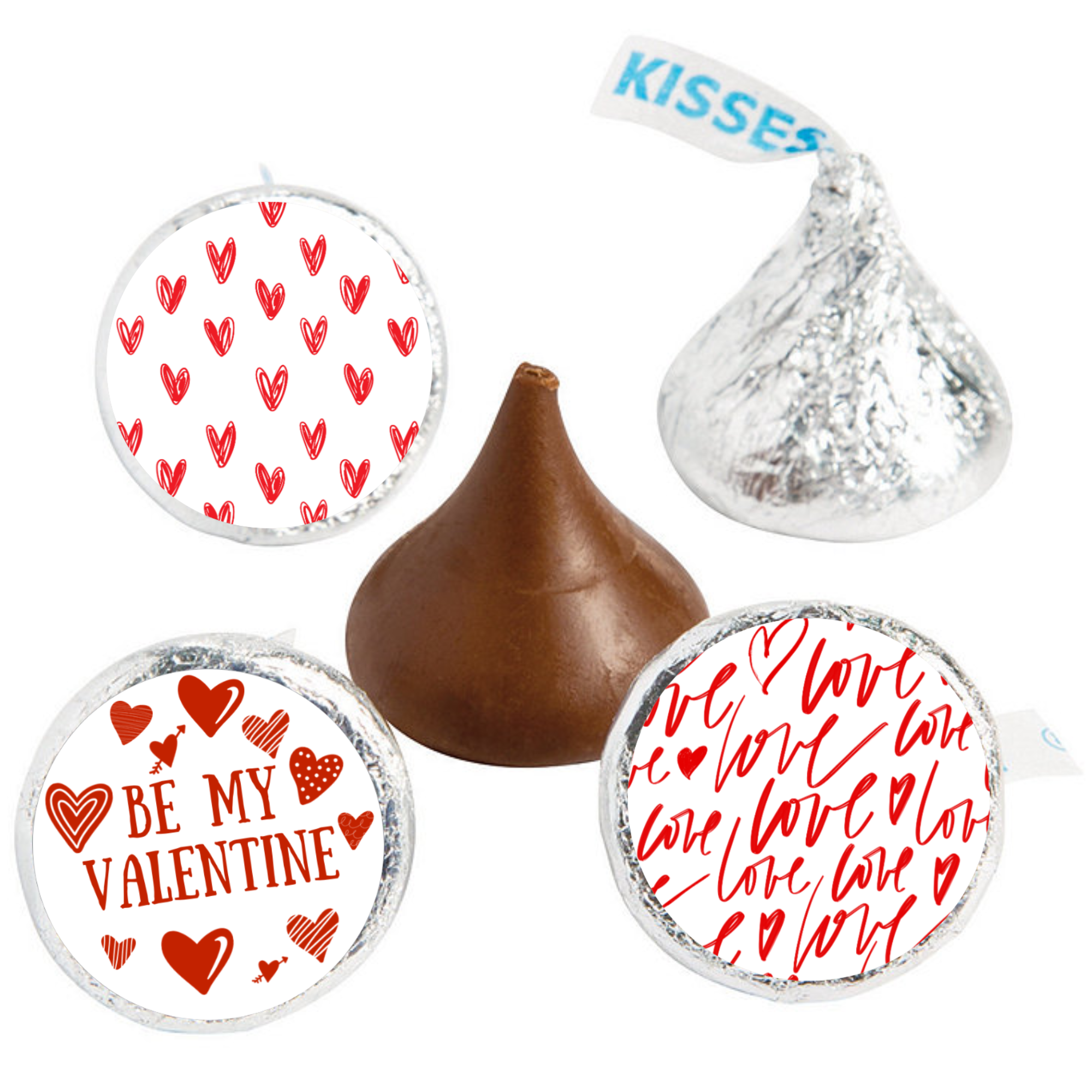 Love Theme Candy Stickers | Chocolate Kiss Bottom Labels | Glossy Vinyl | Valentines Decor