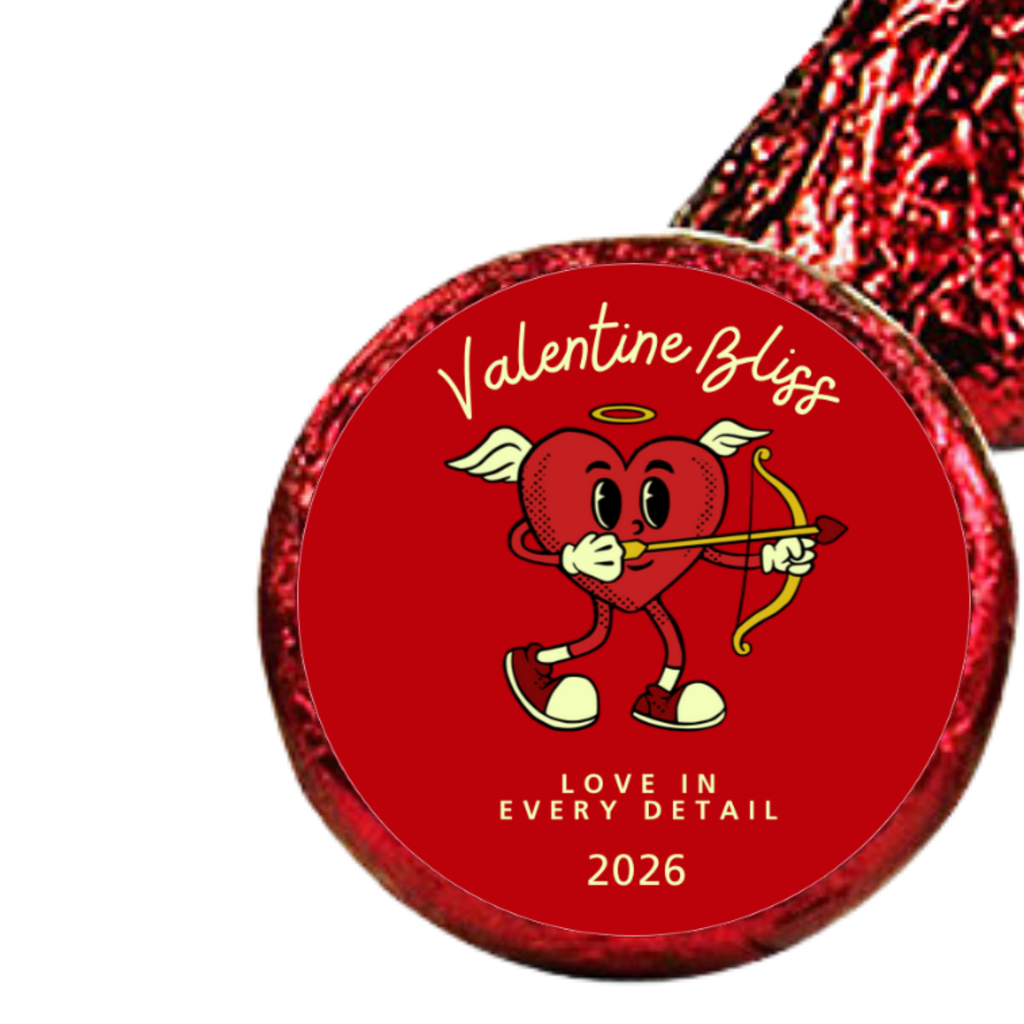 Heart Candy Kiss Labels | Valentines Party Supplies | Vinyl Stickers | Table Decor
