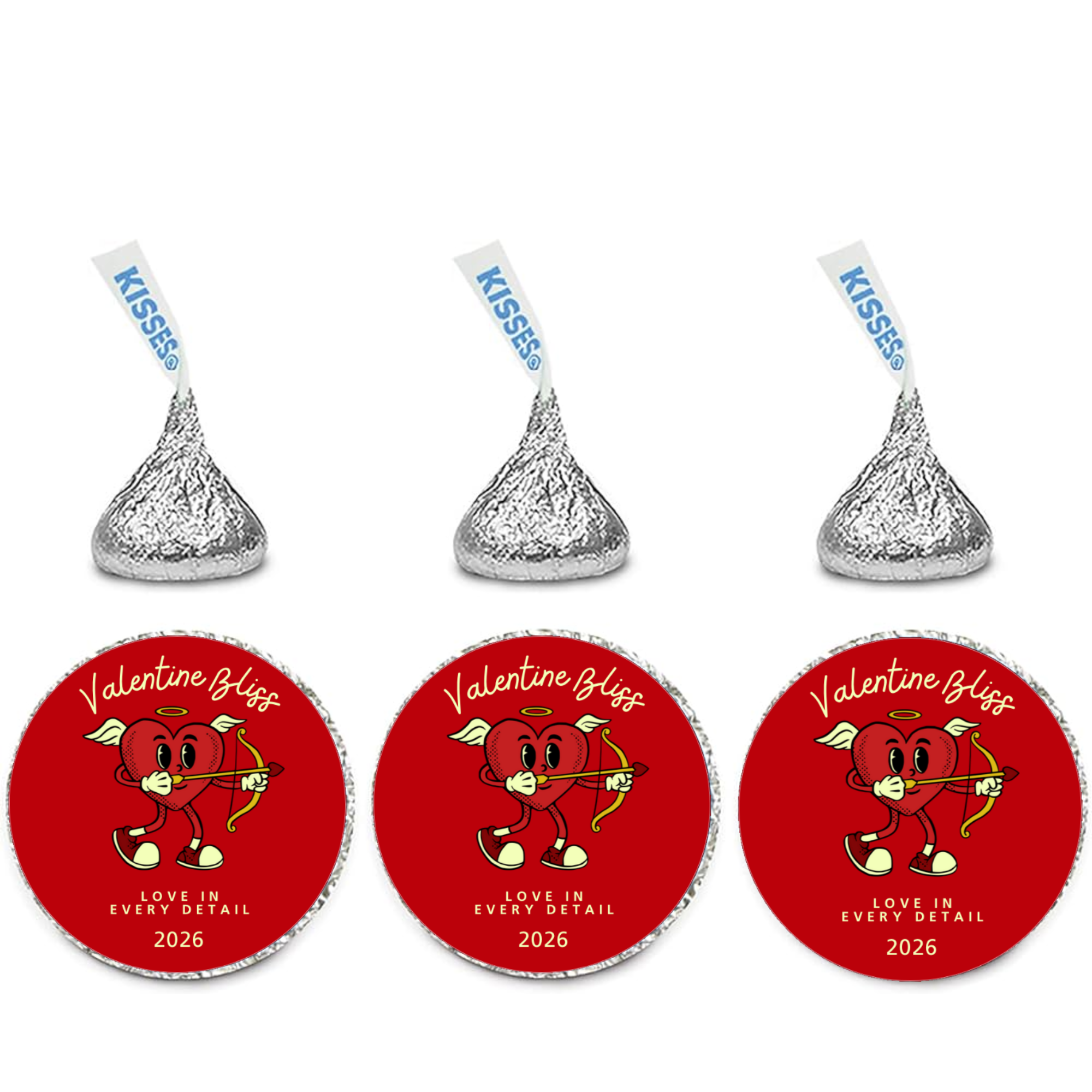 Heart Candy Kiss Labels | Valentines Party Supplies | Vinyl Stickers | Table Decor