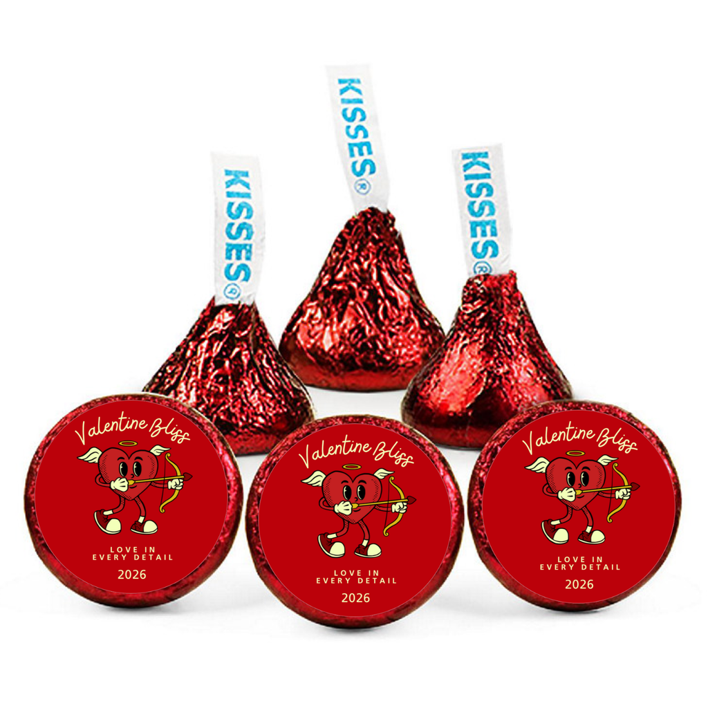 Heart Candy Kiss Labels | Valentines Party Supplies | Vinyl Stickers | Table Decor