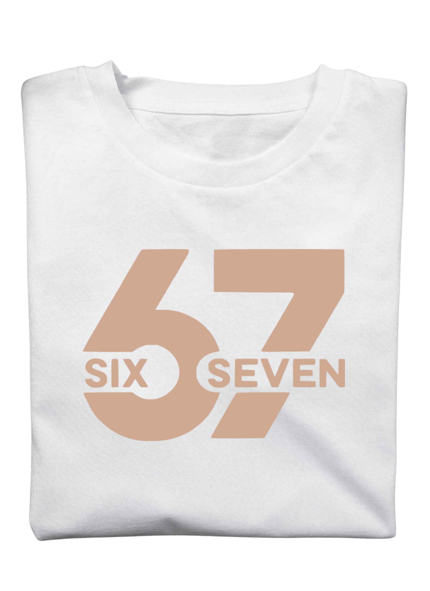 Custom Iron On Vinyl Decal | 67 Six Seven Design | Heat Transfer| No Background Soft Graphic|Tan