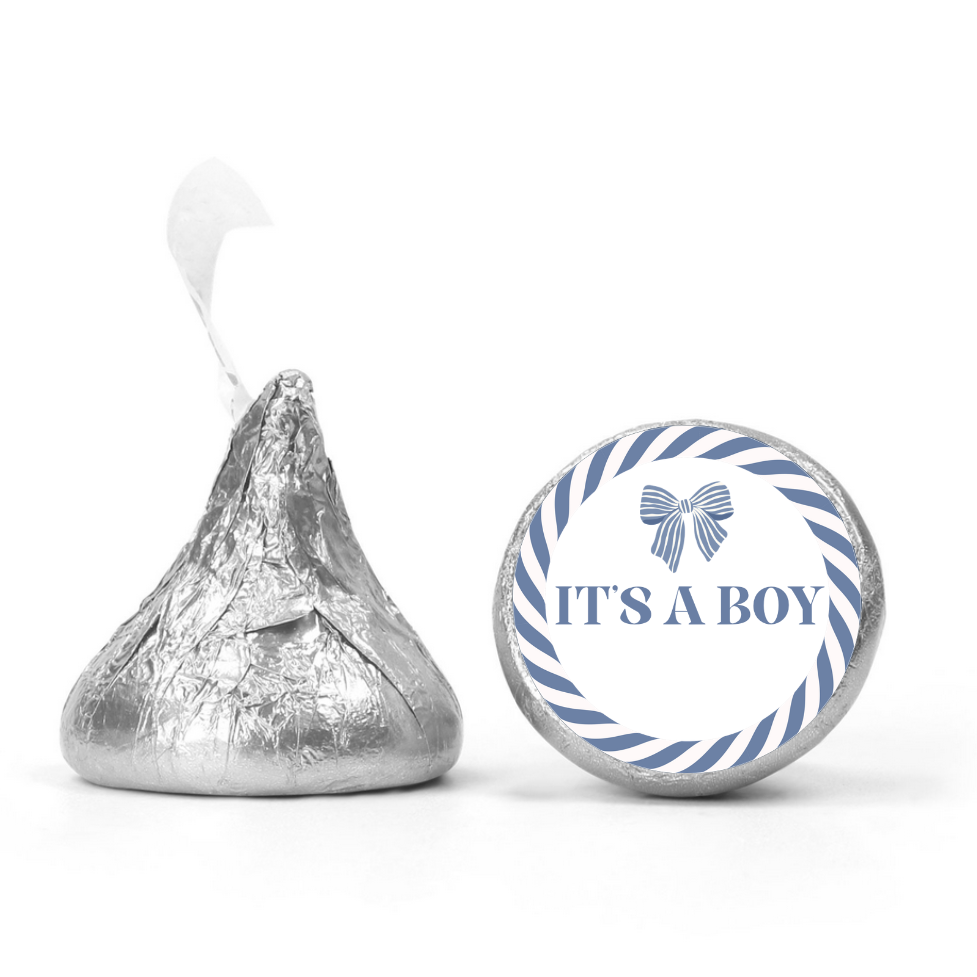 Its A Boy Candy Kiss Stickers | Baby Shower Party Decor | Glossy Vinyl | 100 Count | Self Adhesive| Gender Reveal Stickers