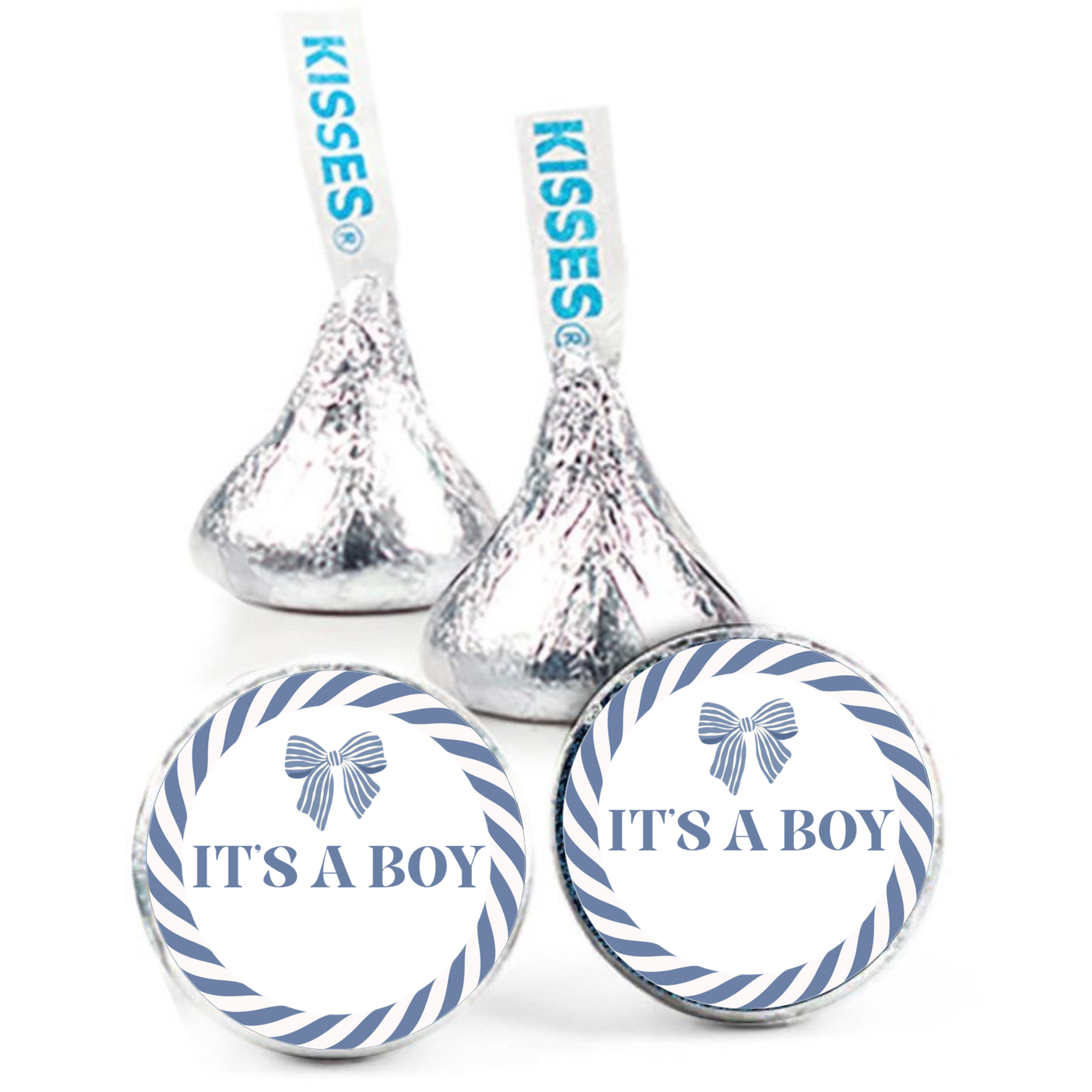 Its A Boy Candy Kiss Stickers | Baby Shower Party Decor | Glossy Vinyl | 100 Count | Self Adhesive| Gender Reveal Stickers