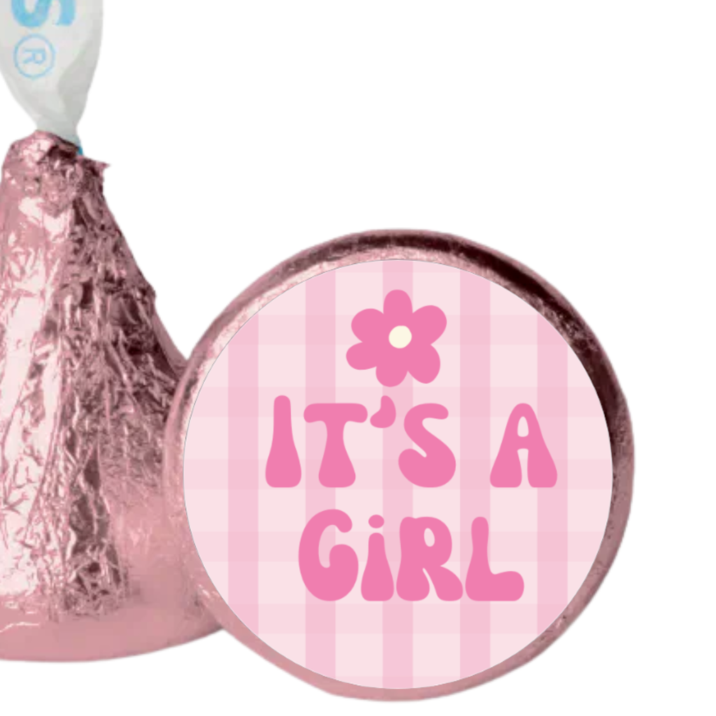 Its a Girl Candy Stickers | Floral Baby Shower | Candy Table Decor | 100ct | Glossy