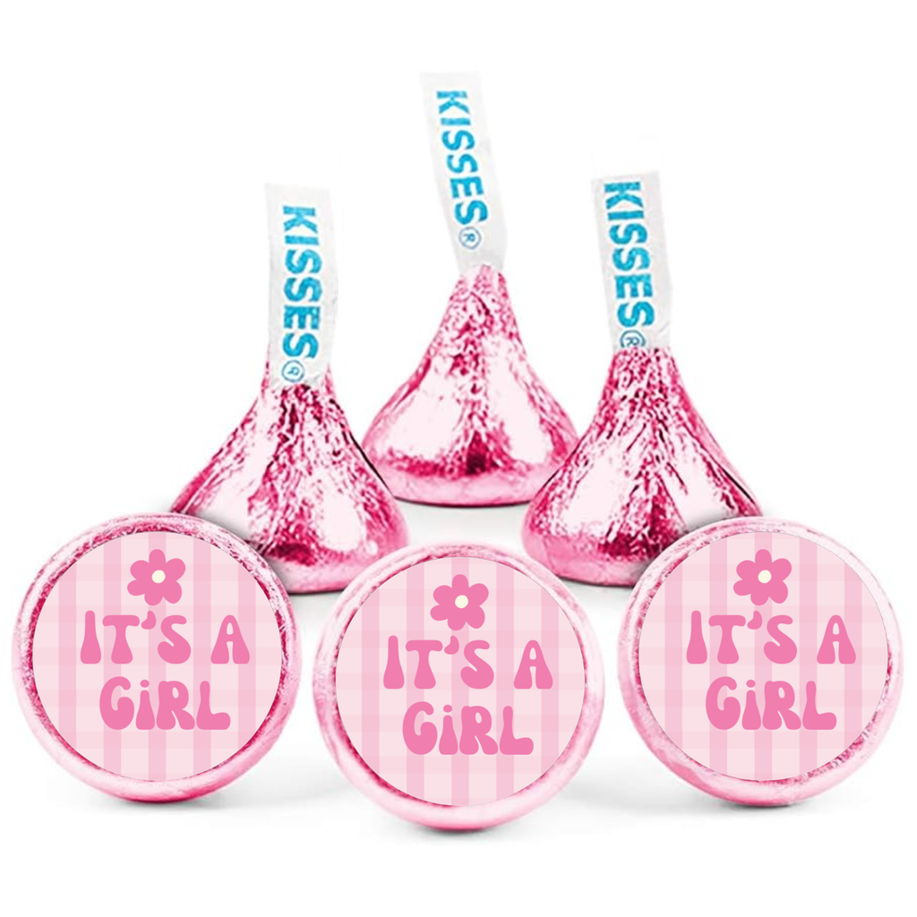 Its a Girl Candy Stickers | Floral Baby Shower | Candy Table Decor | 100ct | Glossy