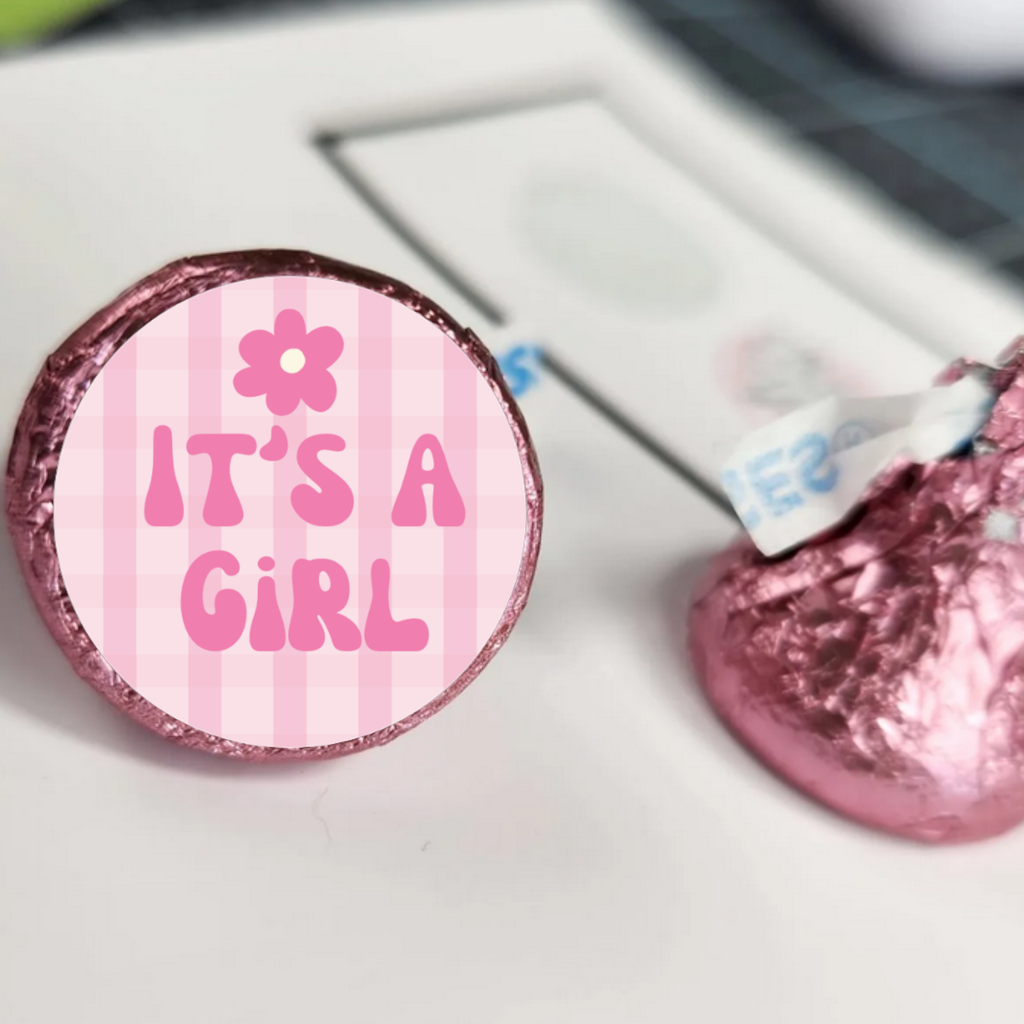 Its a Girl Candy Stickers | Floral Baby Shower | Candy Table Decor | 100ct | Glossy