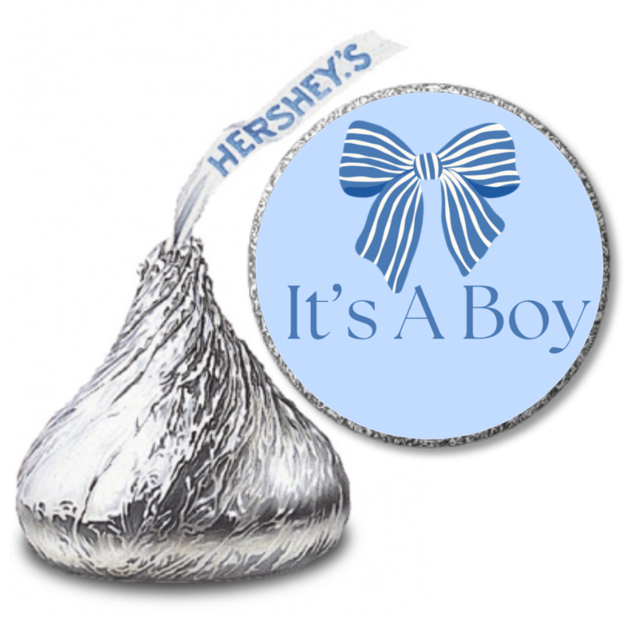 Its A Boy Treat Stickers | Candy Kiss Labels 0.75in | Glossy Vinyl | Easy Use | 100 Count