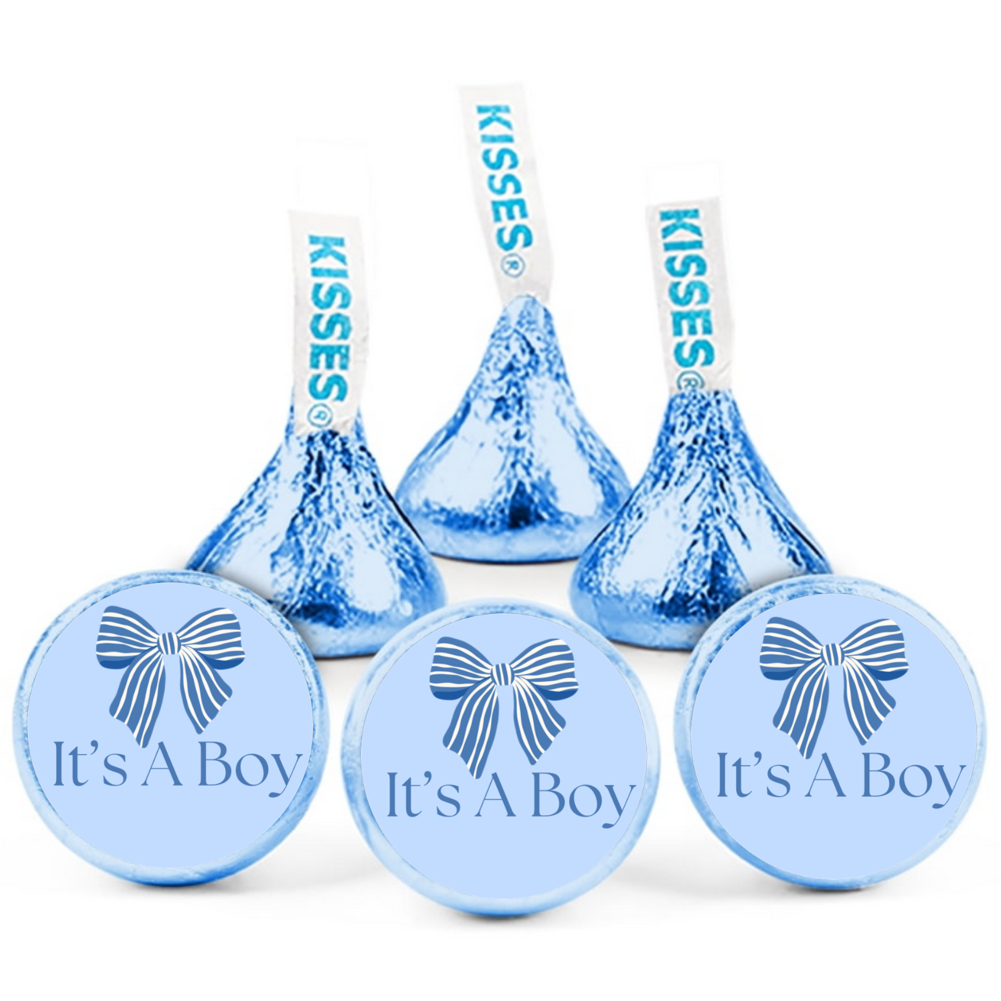Its A Boy Treat Stickers | Candy Kiss Labels 0.75in | Glossy Vinyl | Easy Use | 100 Count