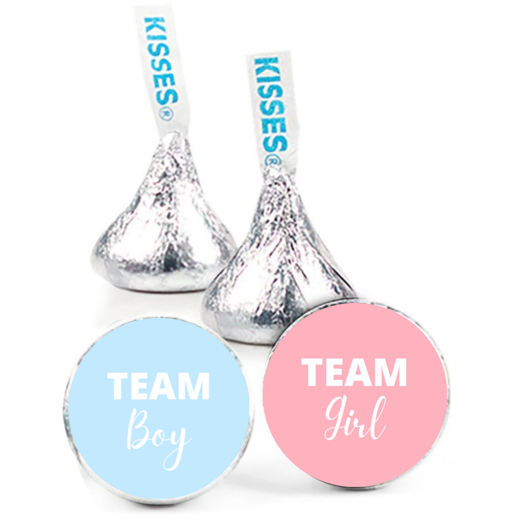 Team Boy Team Girl Candy Kiss Stickers | Gender Reveal Party Decor | Glossy Vinyl | 100 Count