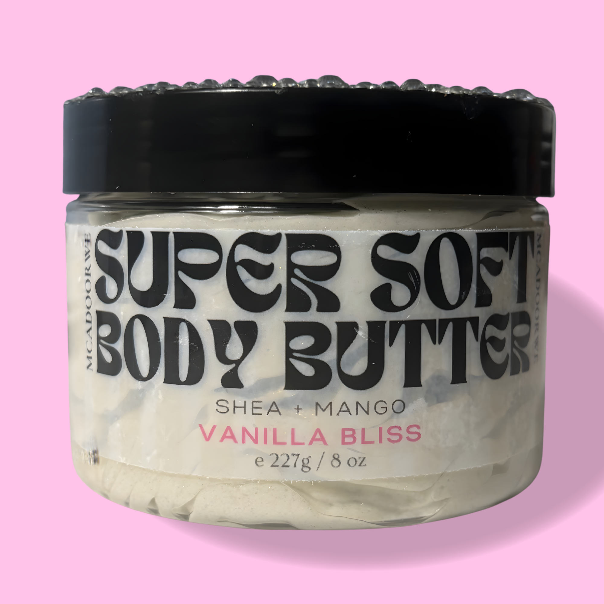 Mcadoorwe Bedazzled Vanilla Bliss Whipped Body Butter| 8oz| Collagen Infused| Vitamin Rich| Soft Butter| Bling Body Butter