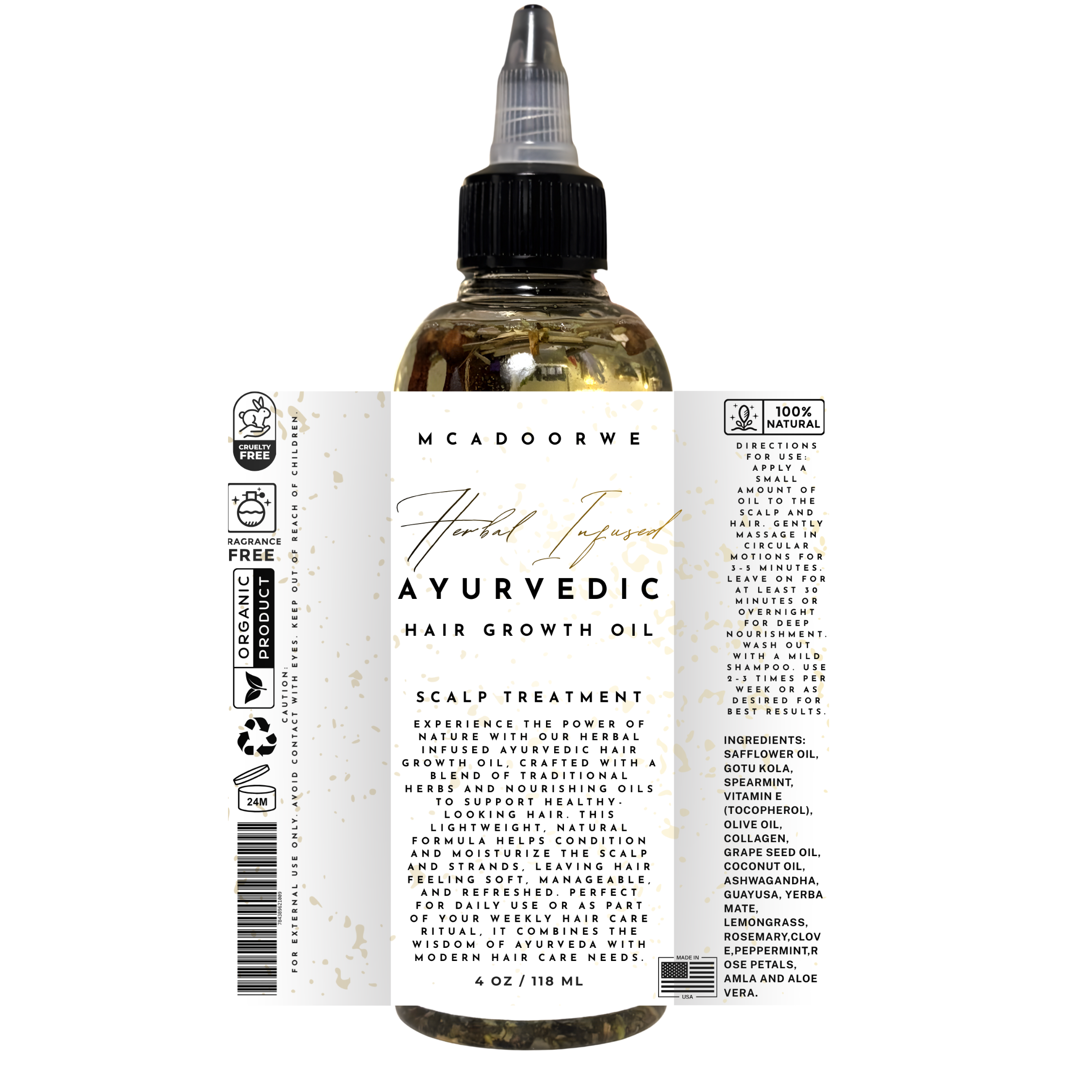 Ayurvedic Herbal Hair Oil for Growth & Scalp Care | Natural Hair Growth Oil with Ayurvedic Herbs | Herbal Infused Oil for Strong Healthy Hair | Scalp Treatment & Nourishing Hair Oil Blend