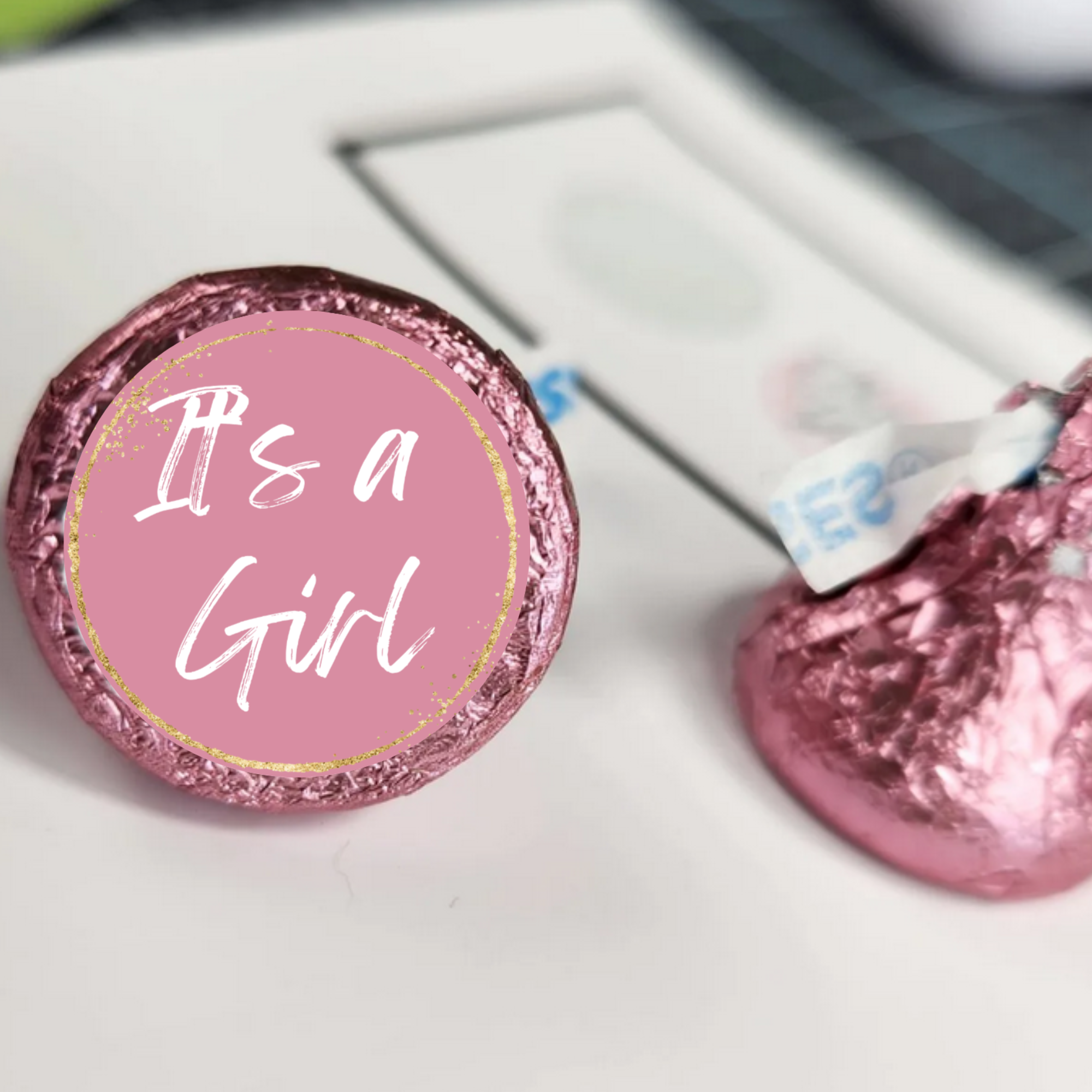 Its a Girl Baby Shower Candy Kiss Stickers| Set of 100| Glossy Vinyl Stickers| Gender Reveal Table Accents| It's A Girl