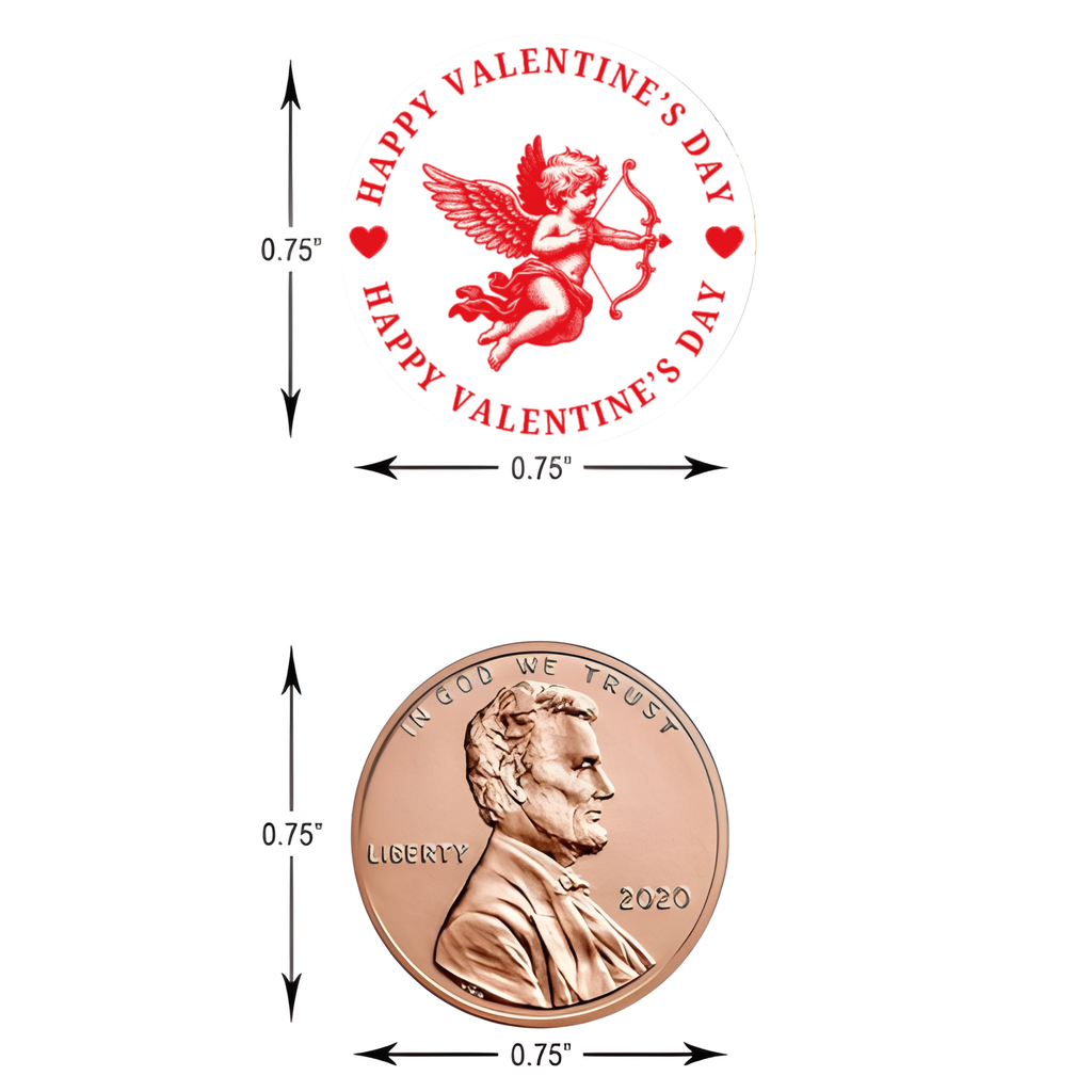 Cupid Candy Stickers | Valentines Kiss Seals | Vinyl Adhesive | Party Table| 100ct