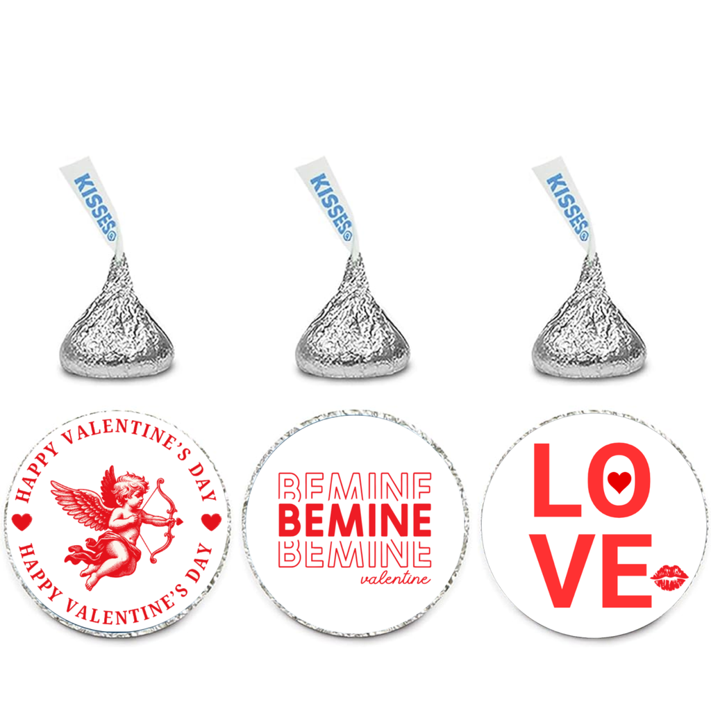 Cupid Candy Stickers | Valentines Kiss Seals | Vinyl Adhesive | Party Table| 100ct