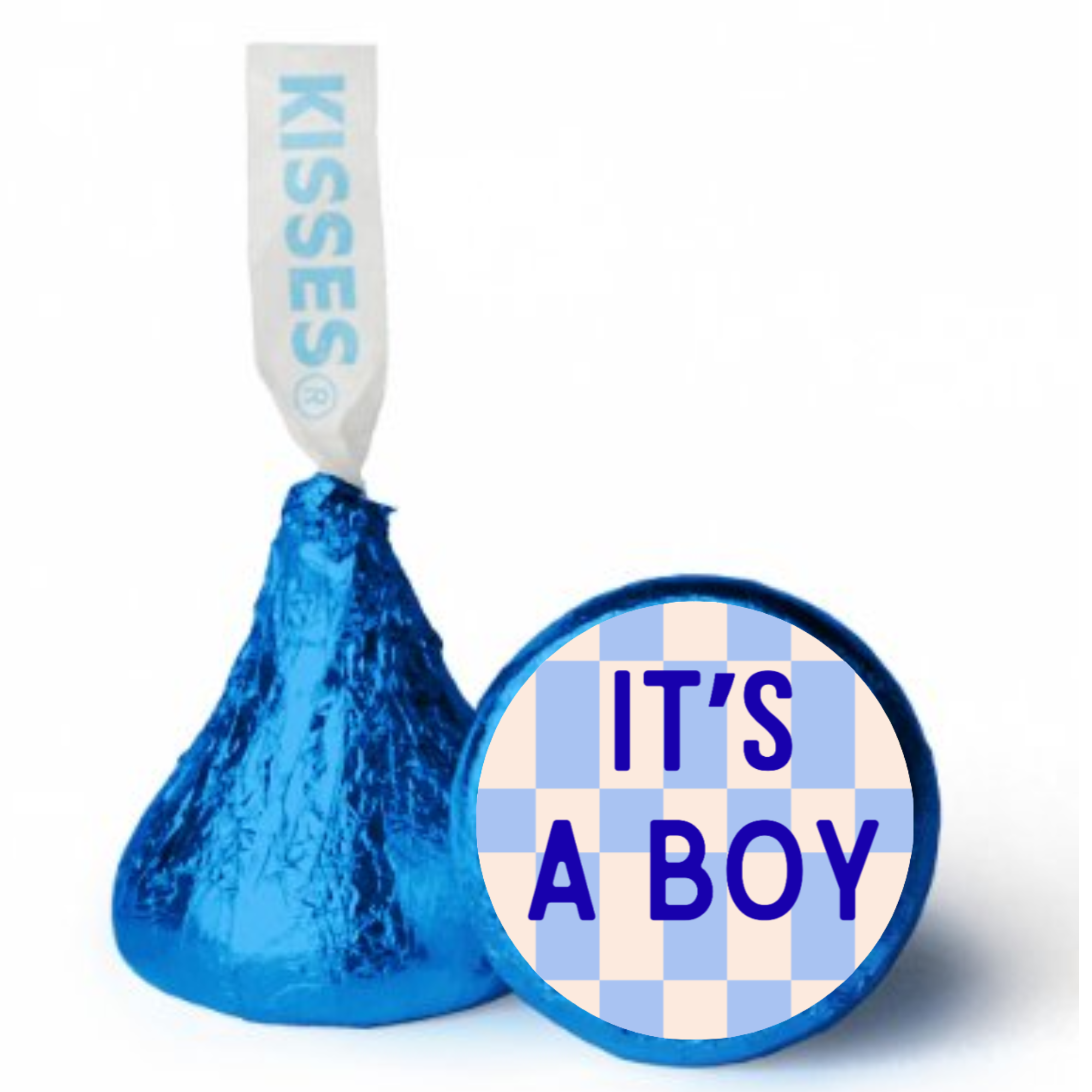 Gender Reveal Candy Stickers | Its A Boy Kiss Bottom Labels | Glossy Vinyl | Self Adhesive | 100 Count