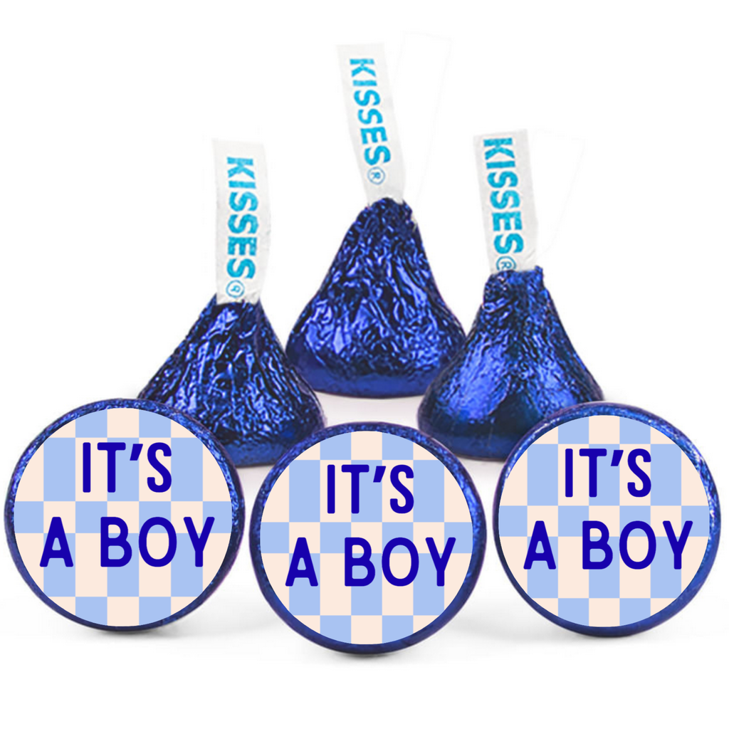 Gender Reveal Candy Stickers | Its A Boy Kiss Bottom Labels | Glossy Vinyl | Self Adhesive | 100 Count