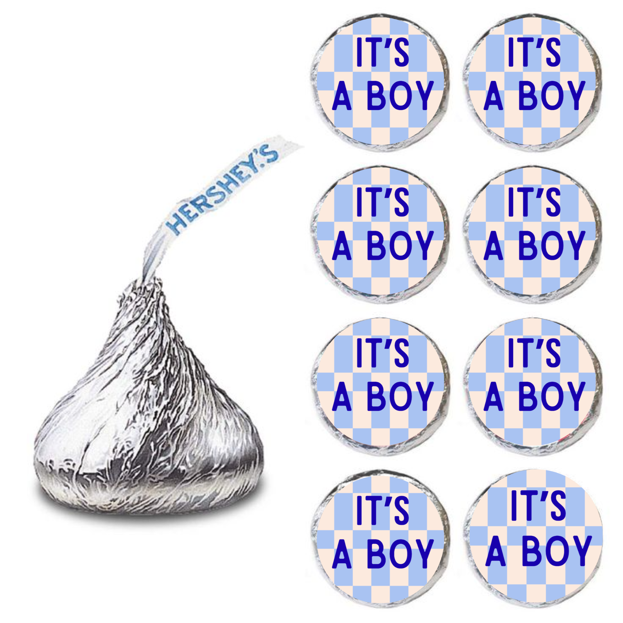 Gender Reveal Candy Stickers | Its A Boy Kiss Bottom Labels | Glossy Vinyl | Self Adhesive | 100 Count