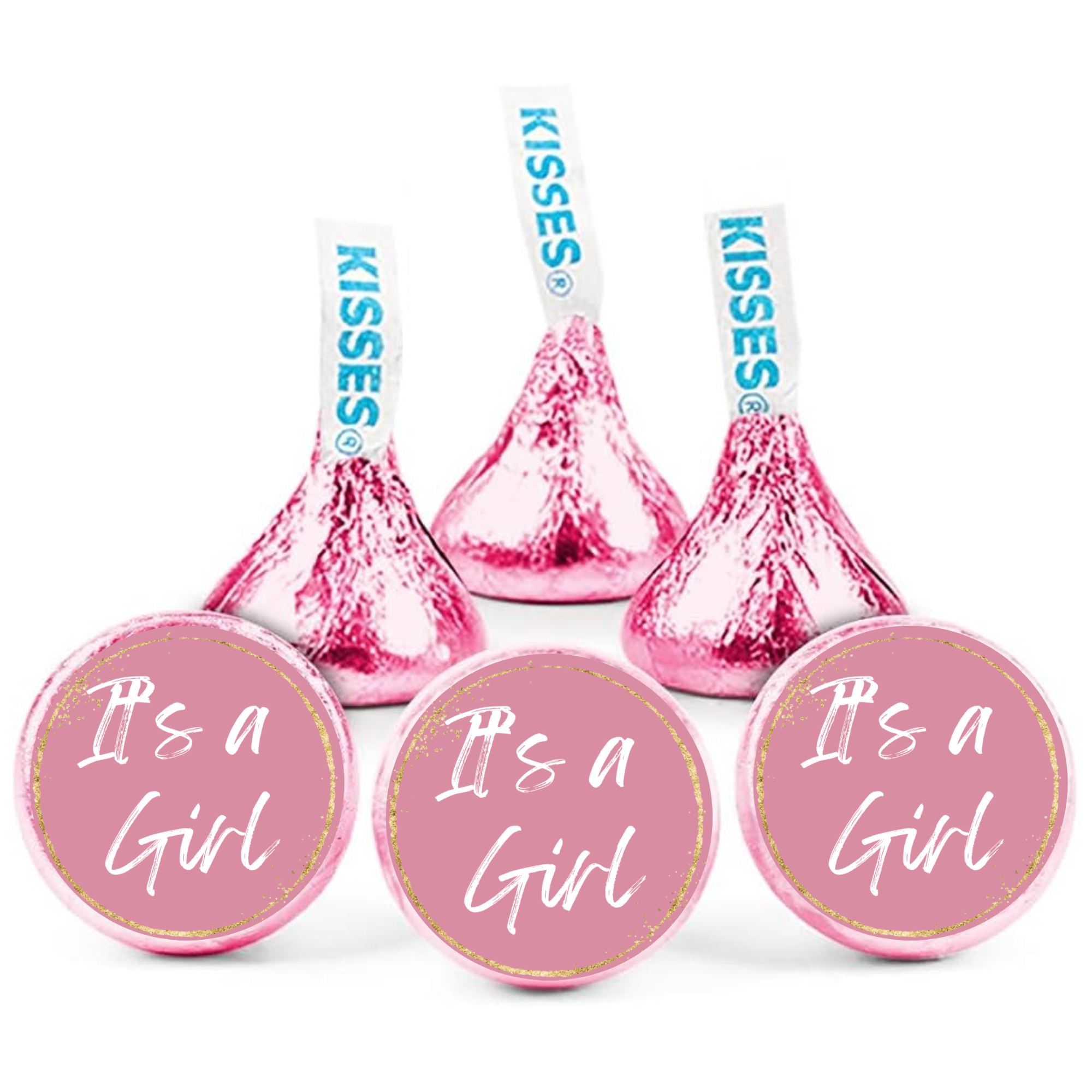 Its a Girl Baby Shower Candy Kiss Stickers| Set of 100| Glossy Vinyl Stickers| Gender Reveal Table Accents| It's A Girl