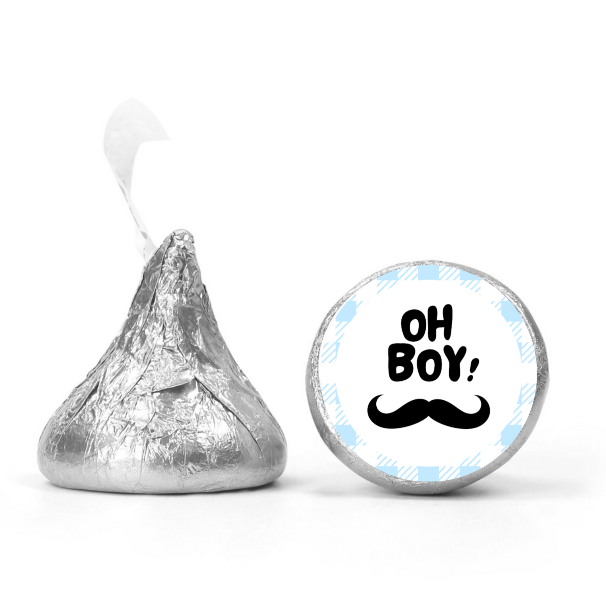 Ohh Boy Candy Kiss Stickers | Baby Shower Party Decor | Glossy Vinyl | 100 Count