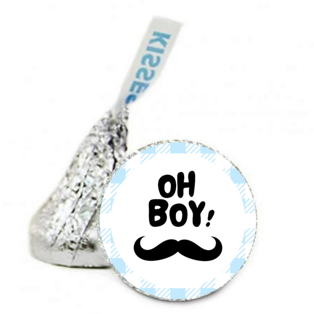 Ohh Boy Candy Kiss Stickers | Baby Shower Party Decor | Glossy Vinyl | 100 Count