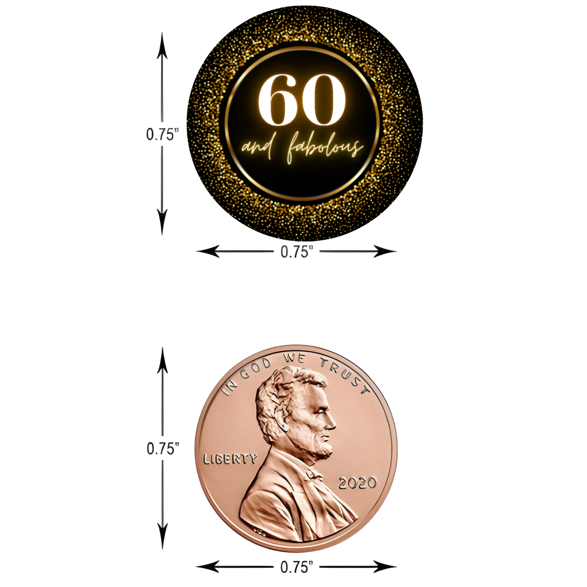 60th Birthday Candy Stickers | 60 And Fabulous Kiss Bottom Labels | Glossy Vinyl | Self Adhesive | 100ct