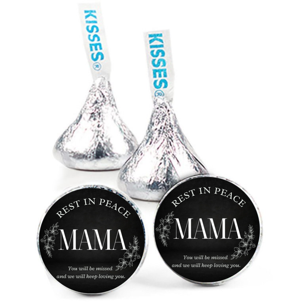 Rest In Peace Mama Candy Kiss Stickers | Memorial Table Decor | Glossy Vinyl | Funeral Favors|  100 Count