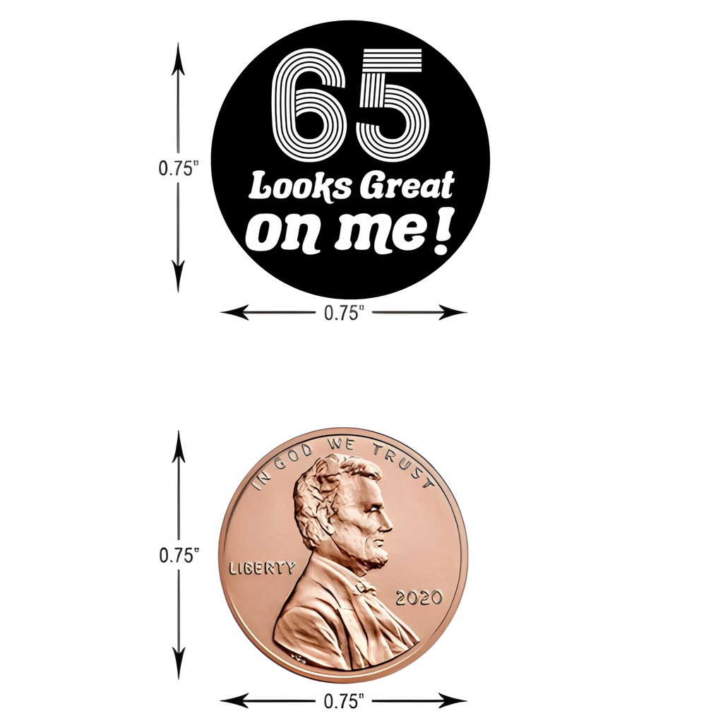 65th Birthday Party Mini Kiss Candy Labels | Chocolate Candy Stickers | 65 Looks Good on me| Elegant Party Favors |Set of 100