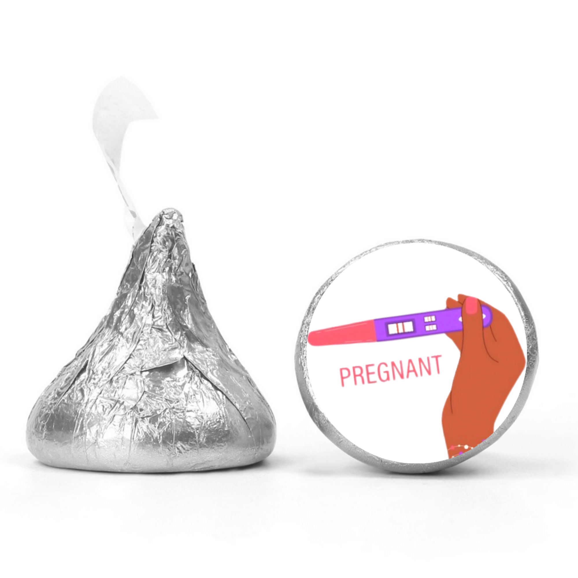 Pregnancy Announcement Candy Stickers | Pregnant Stickers | Pregnancy Reveal Candy labels| Positive Test Design | Glossy |100ct