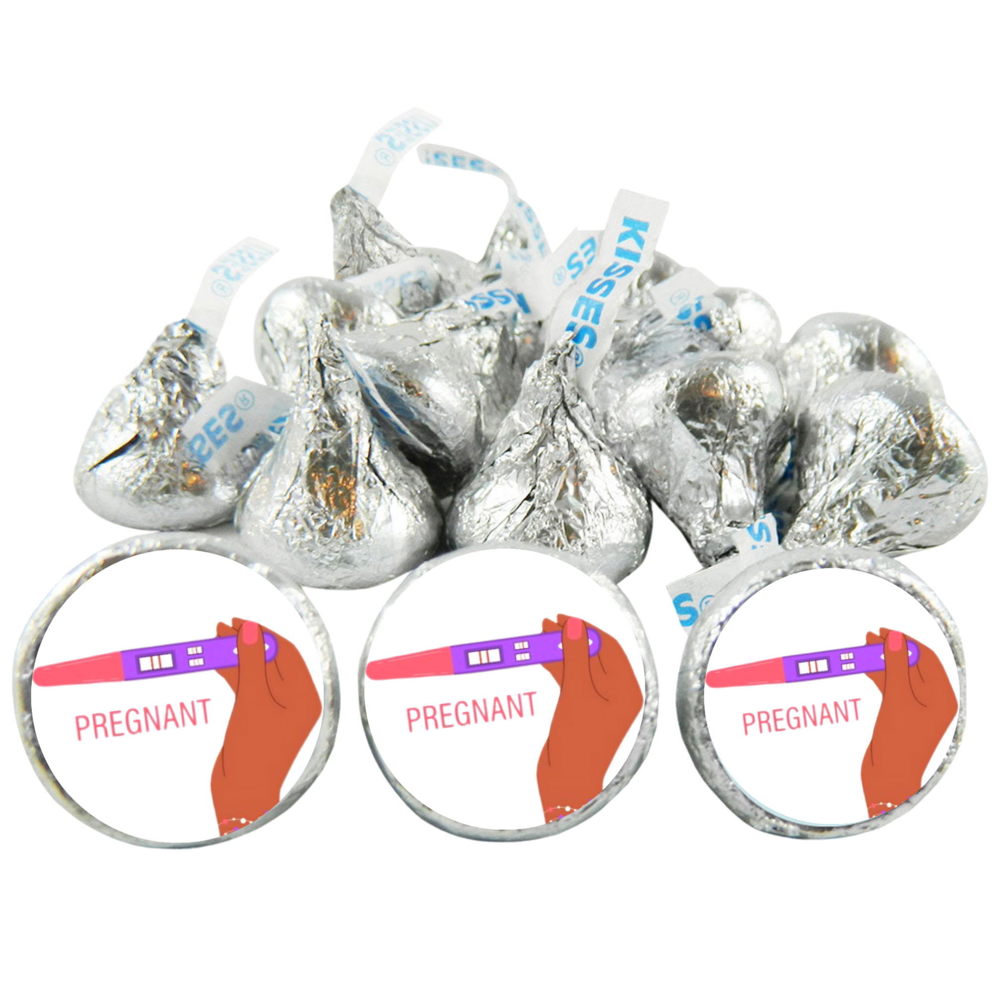 Pregnancy Announcement Candy Stickers | Pregnant Stickers | Pregnancy Reveal Candy labels| Positive Test Design | Glossy |100ct