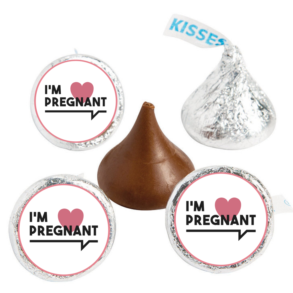 I'm Pregnant Stickers | Pregnancy Announcement Kiss Candy Labels | Glossy |100ct