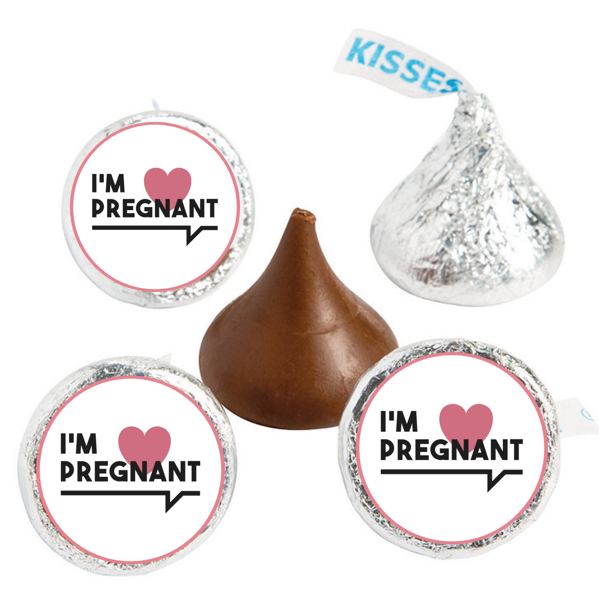I'm Pregnant Stickers | Pregnancy Announcement Kiss Candy Labels | Glossy |100ct
