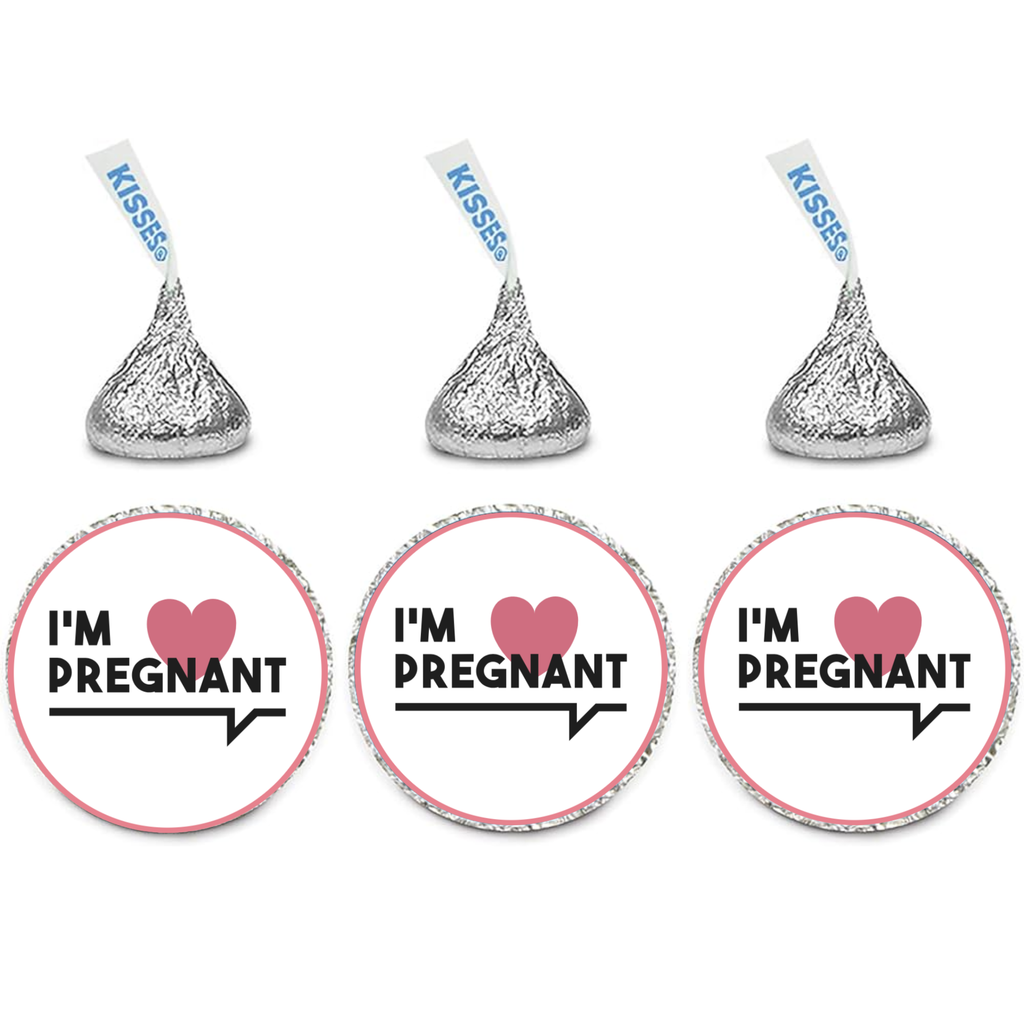 I'm Pregnant Stickers | Pregnancy Announcement Kiss Candy Labels | Glossy |100ct