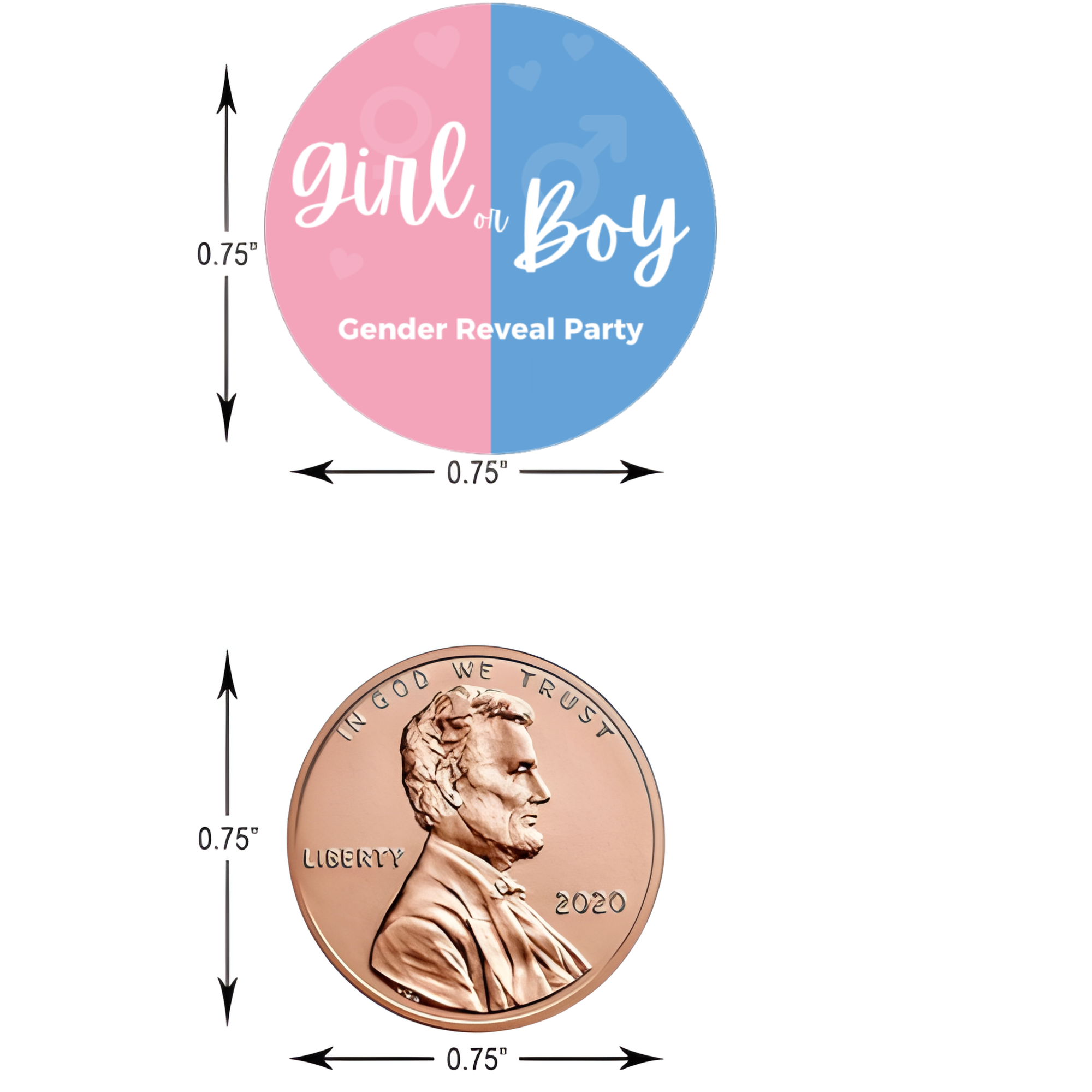 Gender Reveal Boy Or Girl Candy Kiss Stickers | Blue and Pink| Glossy | 100ct