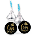 65th Birthday Party | 100 Mini Kiss Labels | Chocolate Candy Stickers | Sixty Five Fabulous | Elegant Party Favors | Glossy
